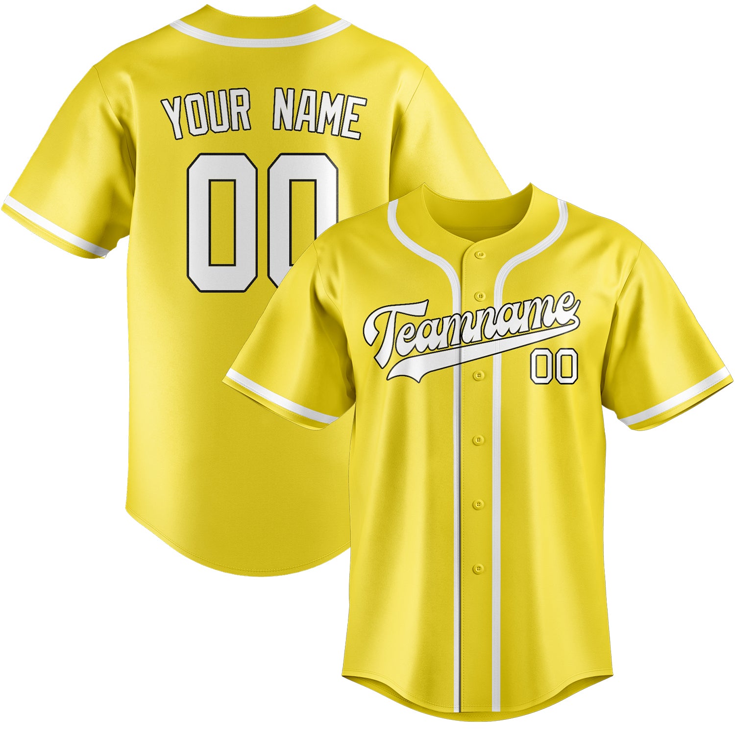 Custom Light Yellow White Baseball Jersey