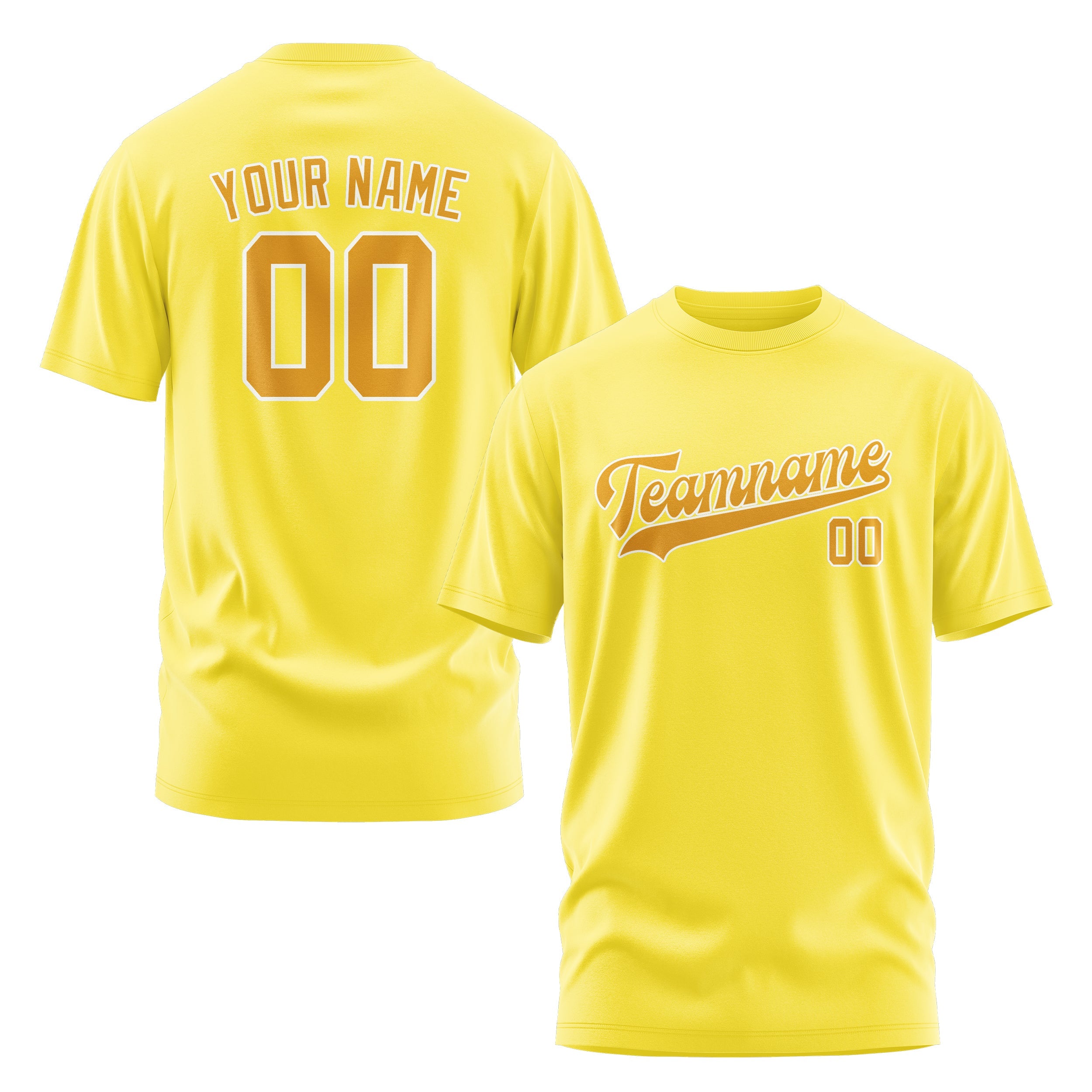 Custom Light Yellow Yellow T-Shirt