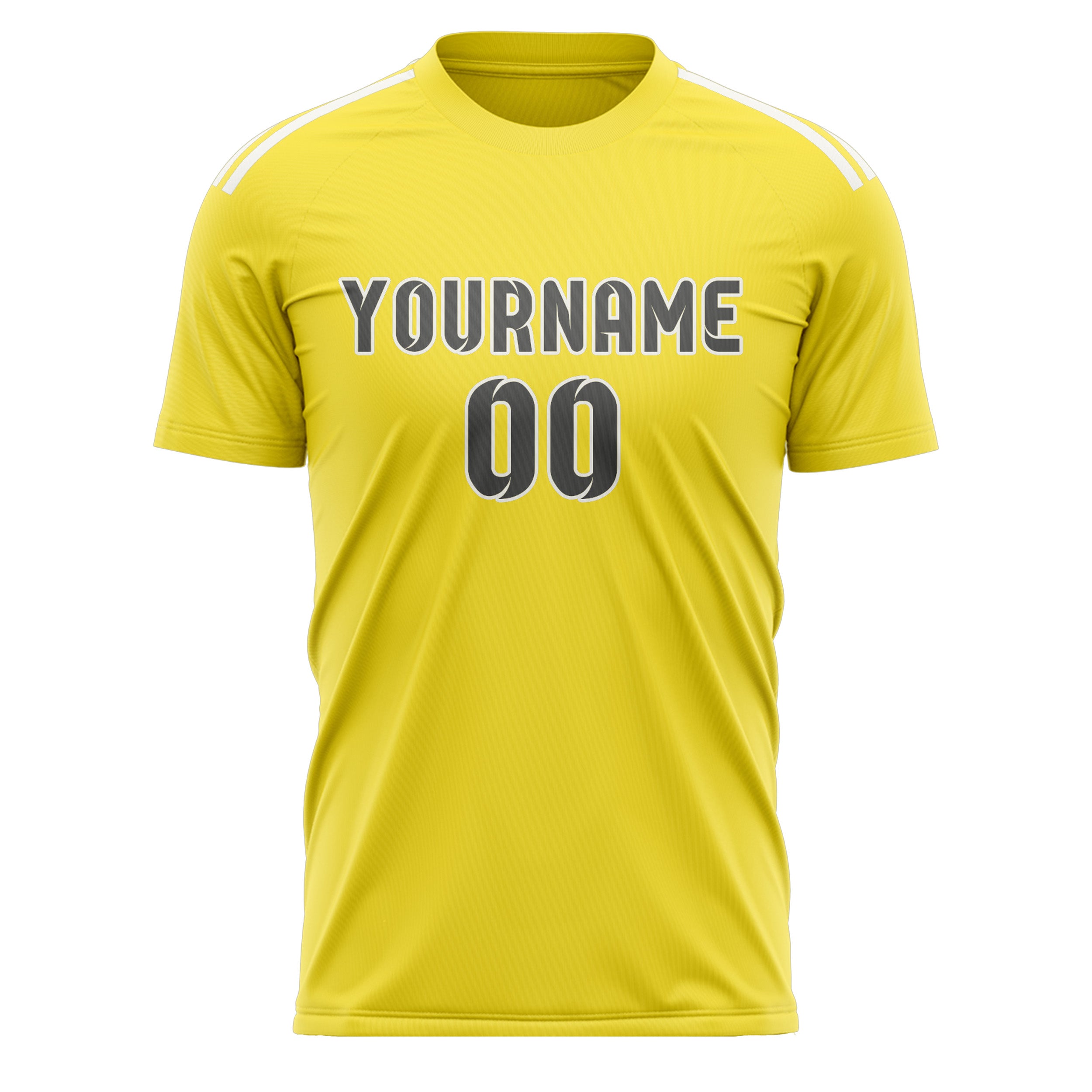 Custom Light Yellow Dark Grey Soccer Jersey