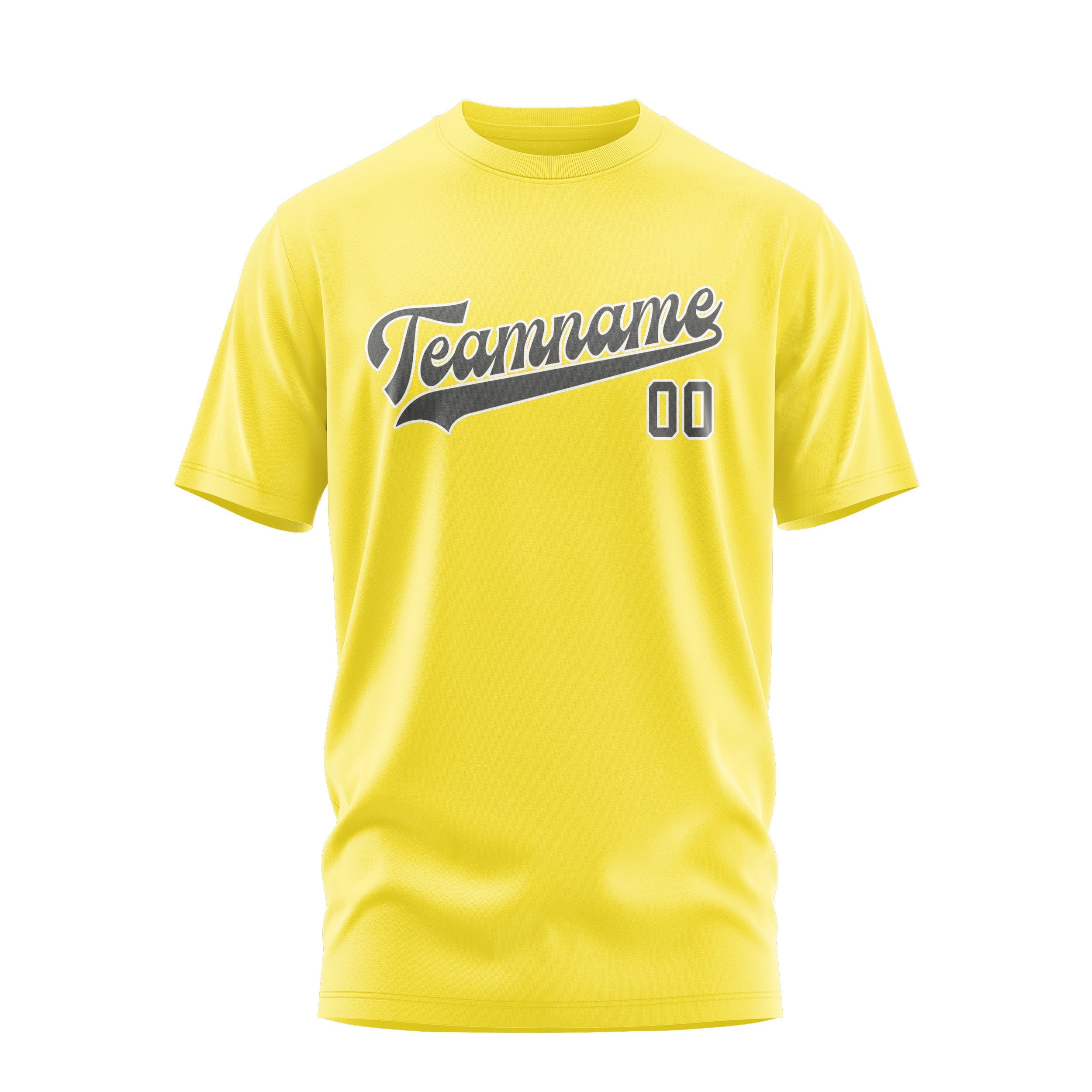 Custom Light Yellow Dark Grey T-Shirt