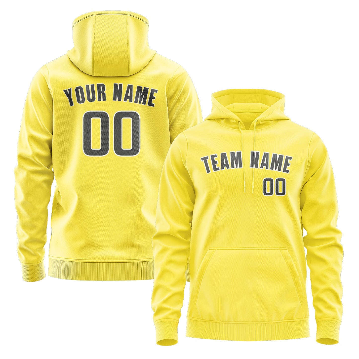 Custom Light Yellow Dark Grey Hoodie