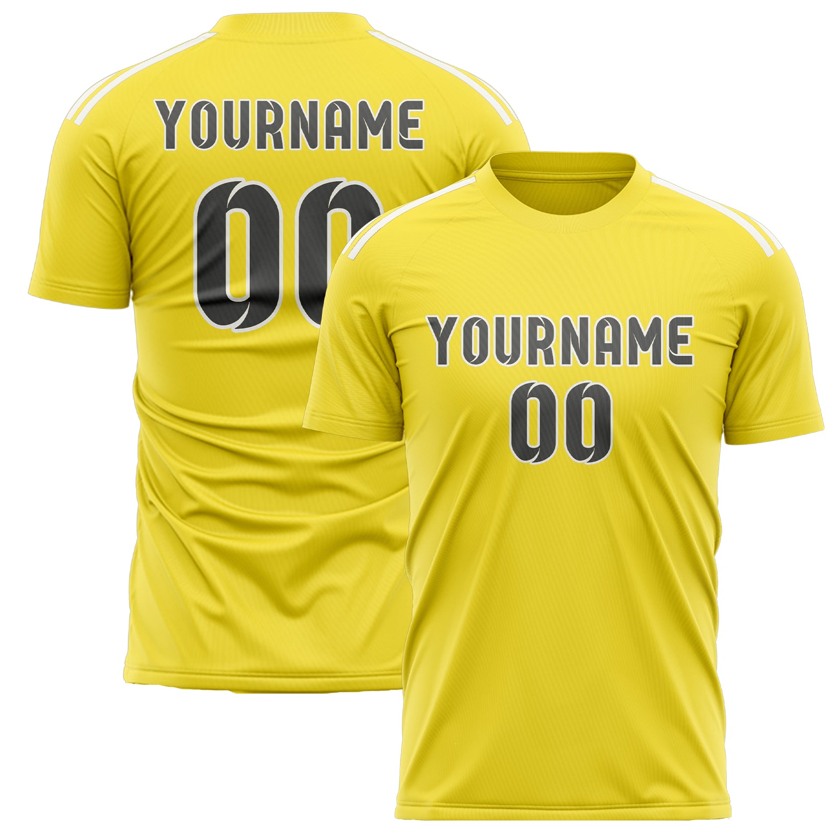 Custom Light Yellow Dark Grey Soccer Jersey