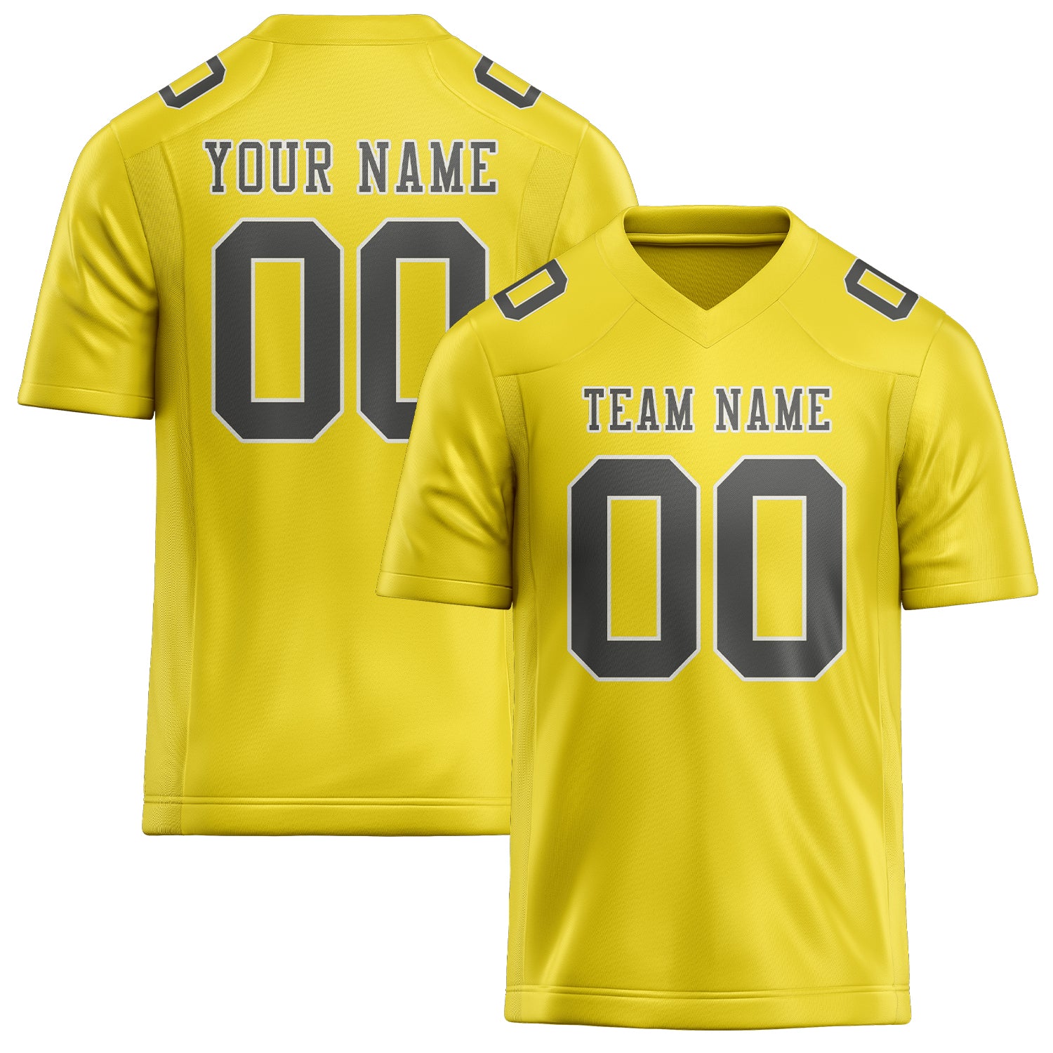 Custom Light Yellow Dark Grey Football Jersey