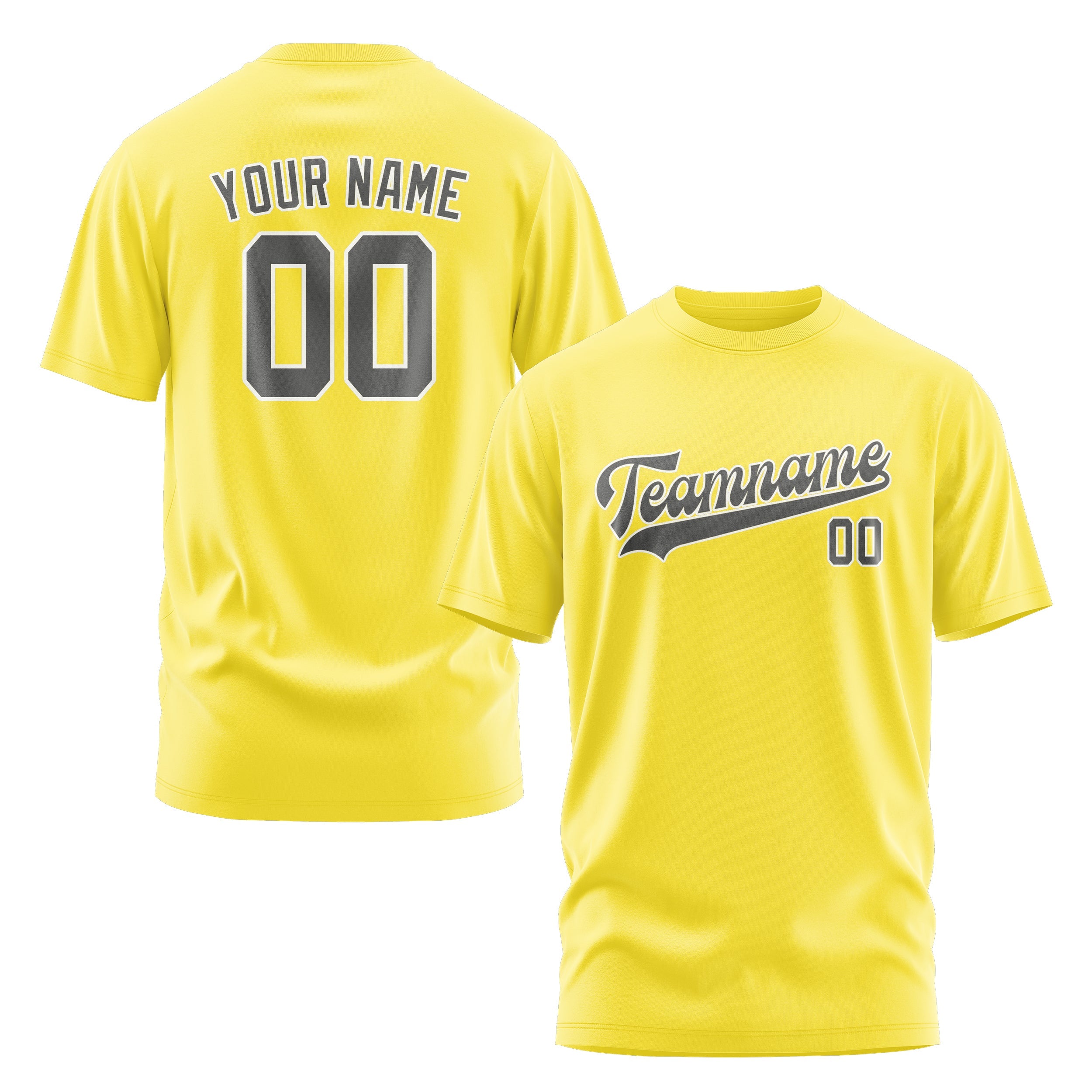 Custom Light Yellow Dark Grey T-Shirt