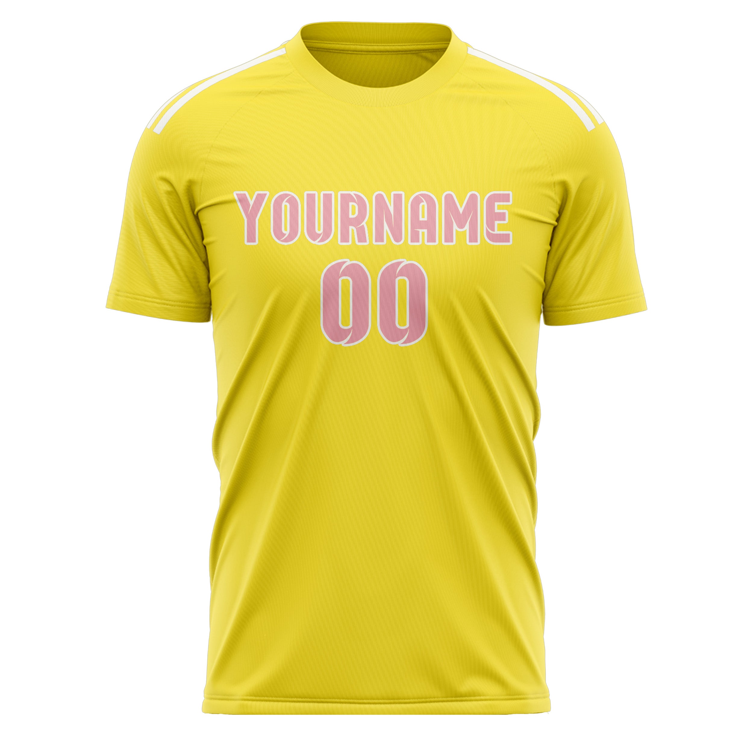 Custom Light Yellow Light Pink Soccer Jersey