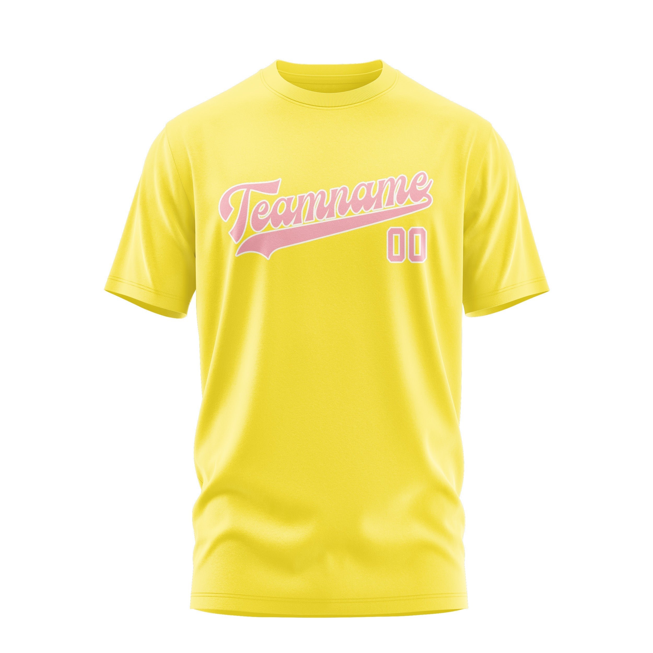 Custom Light Yellow Light Pink T-Shirt