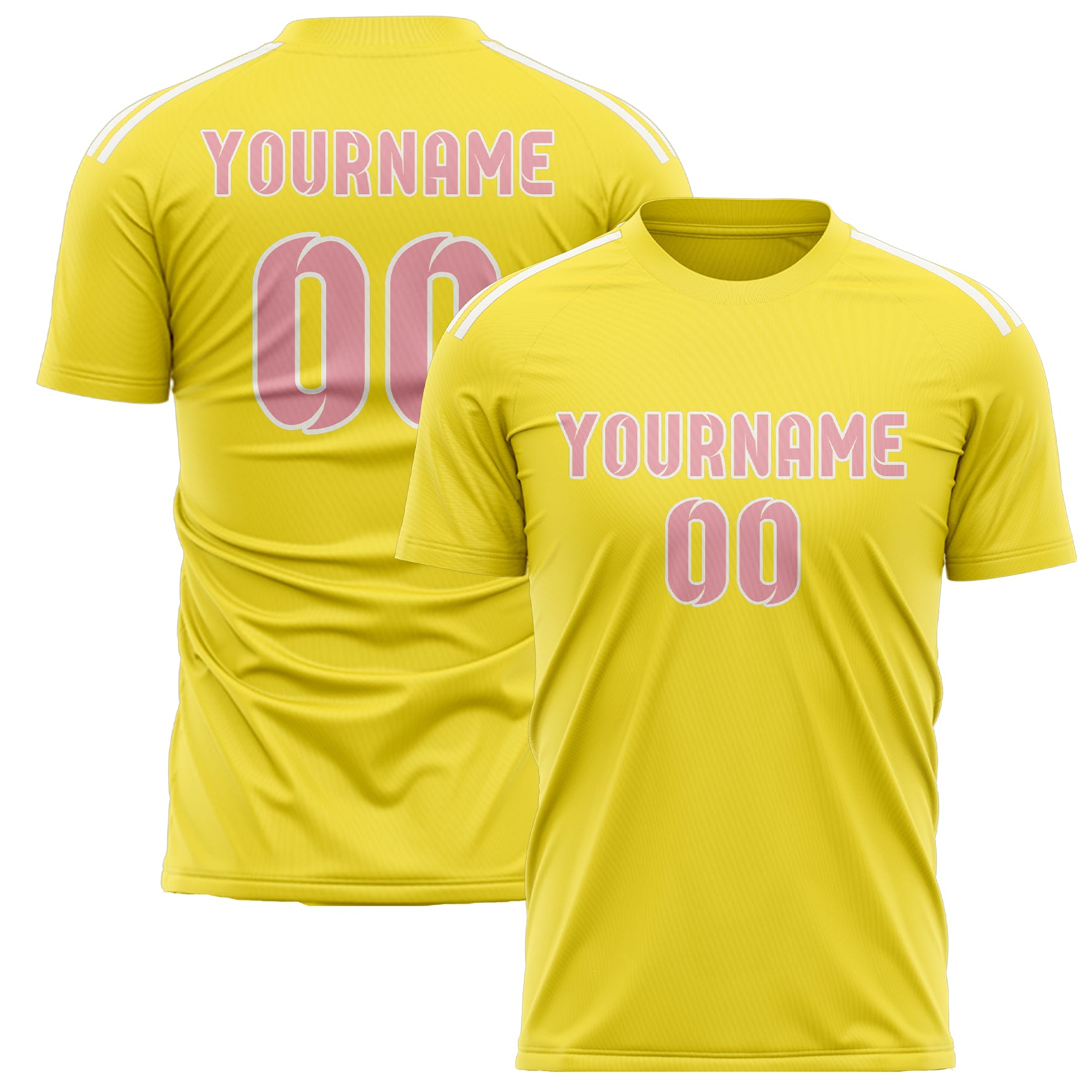 Custom Light Yellow Light Pink Soccer Jersey