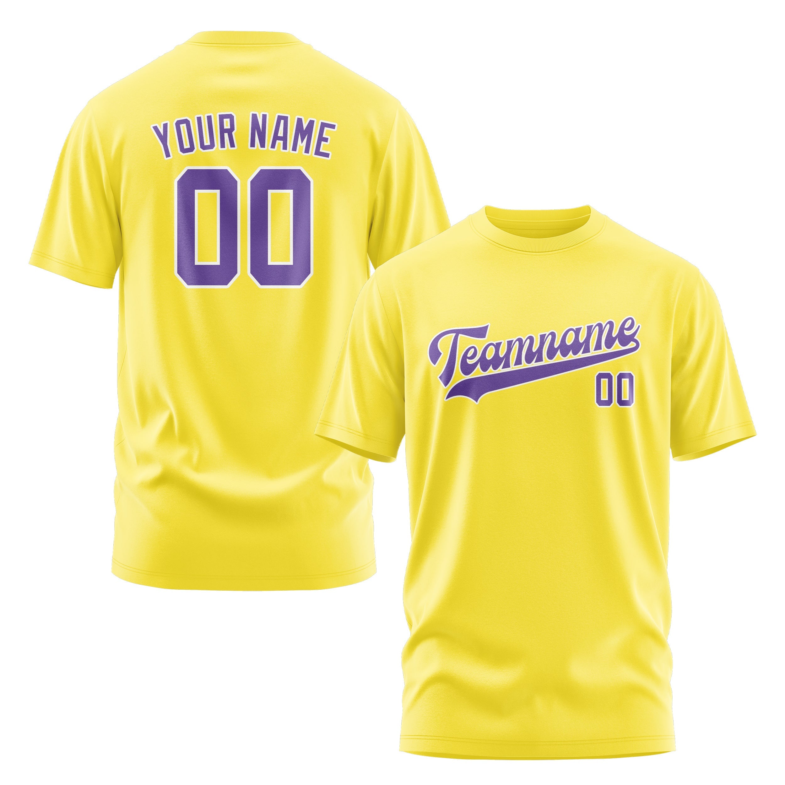 Custom Light Yellow Light Purple T-Shirt