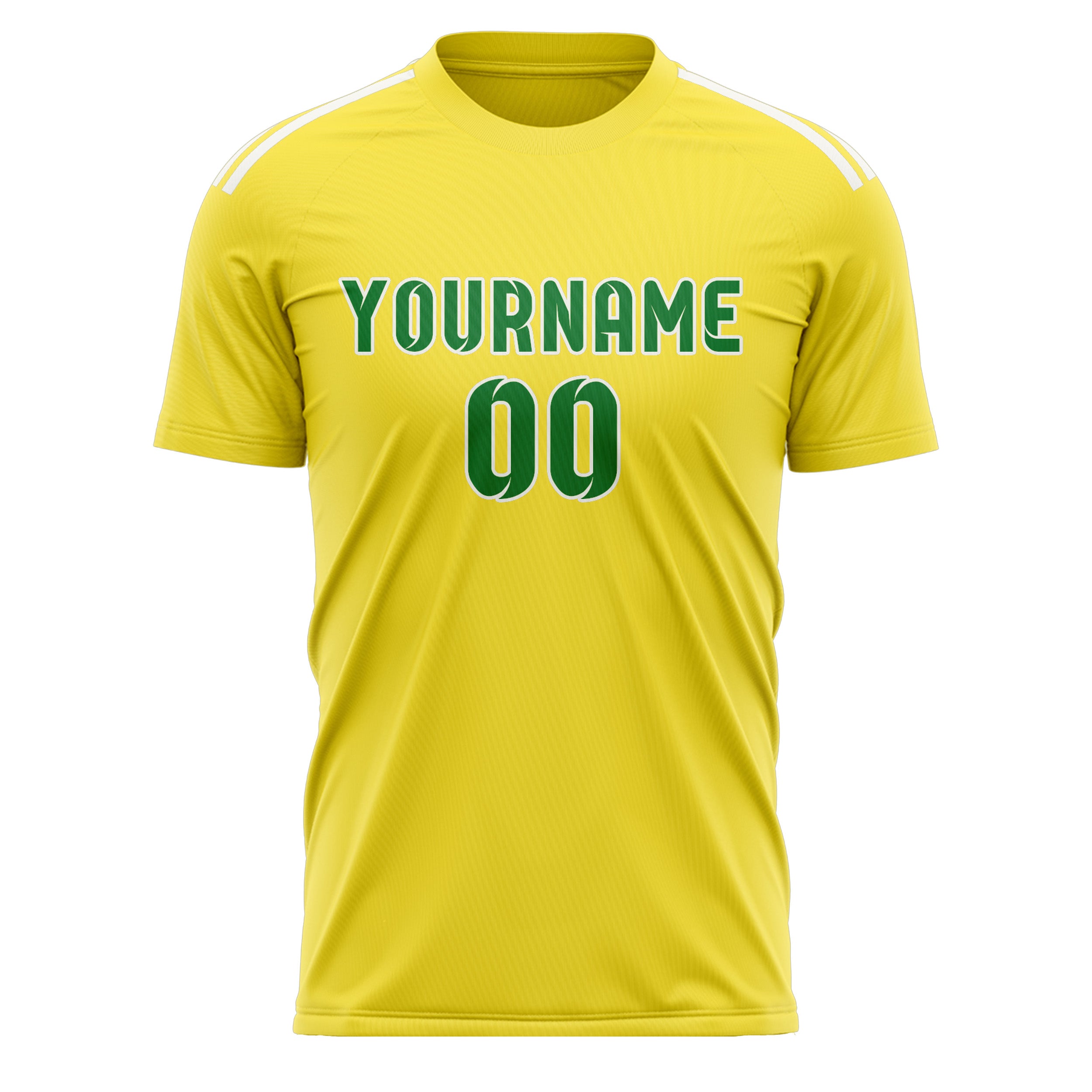 Custom Light Yellow Emerald Green Soccer Jersey