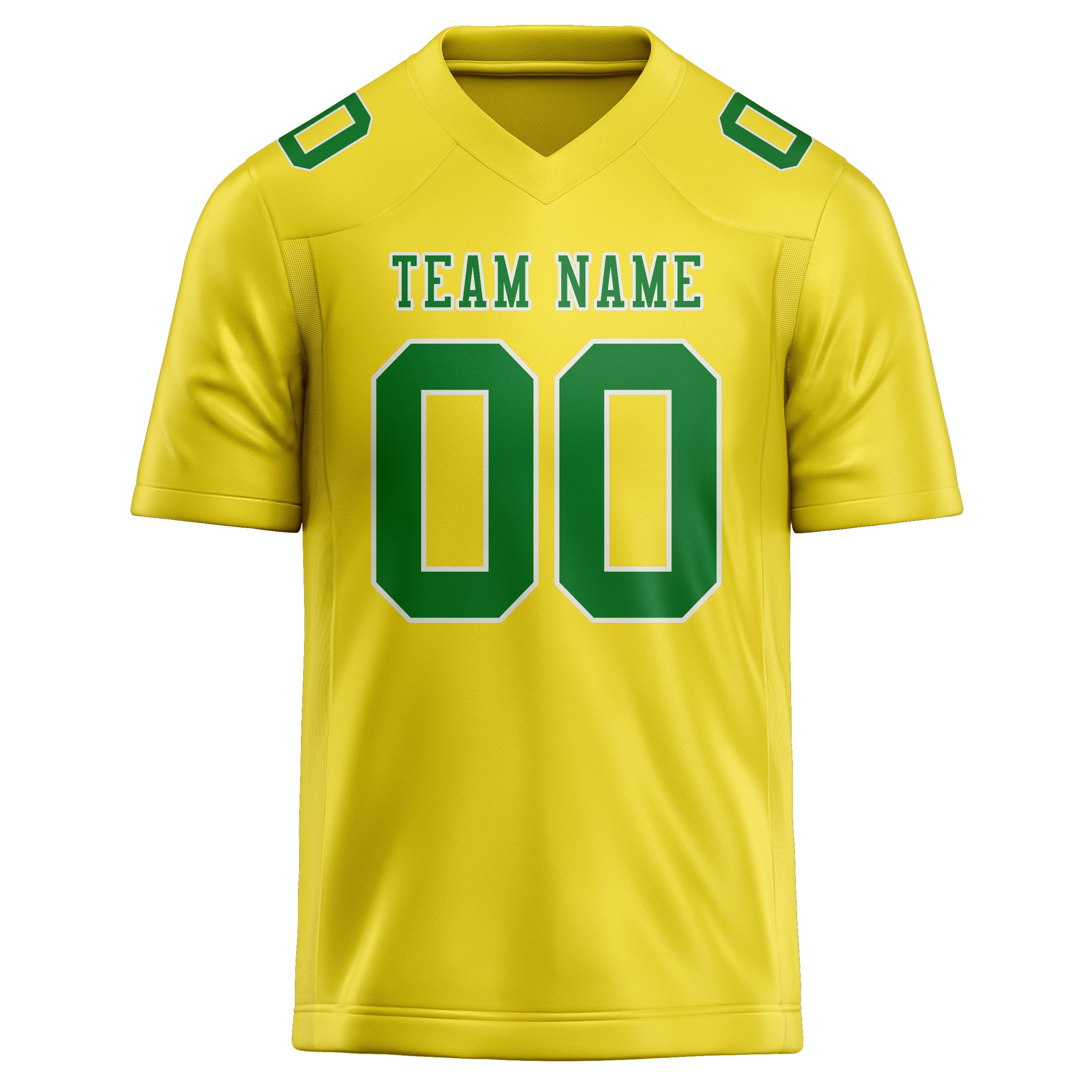 Custom Light Yellow Emerald Green Football Jersey