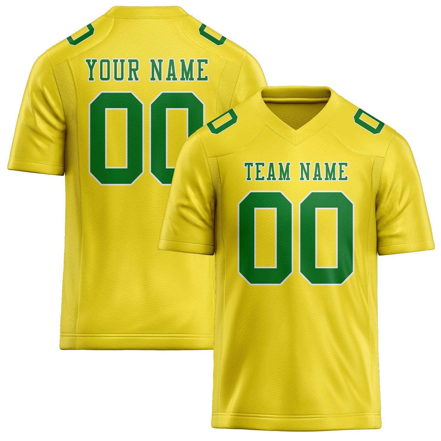 Custom Light Yellow Emerald Green Football Jersey