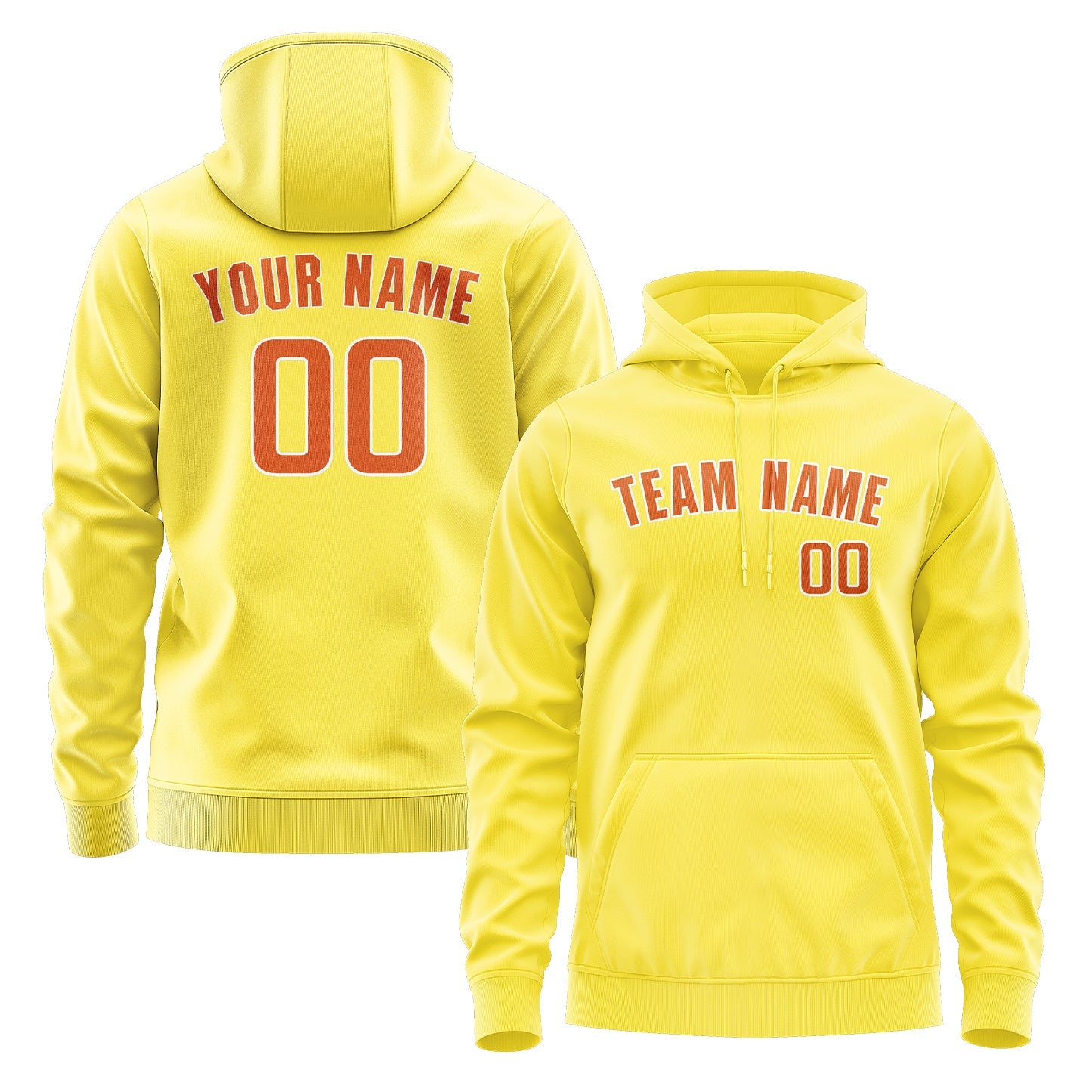 Custom Light Yellow Orange Hoodie