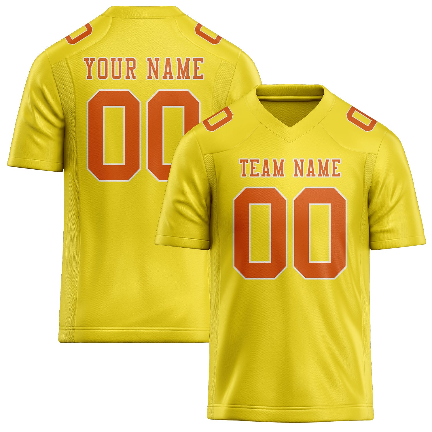 Custom Light Yellow Orange Football Jersey
