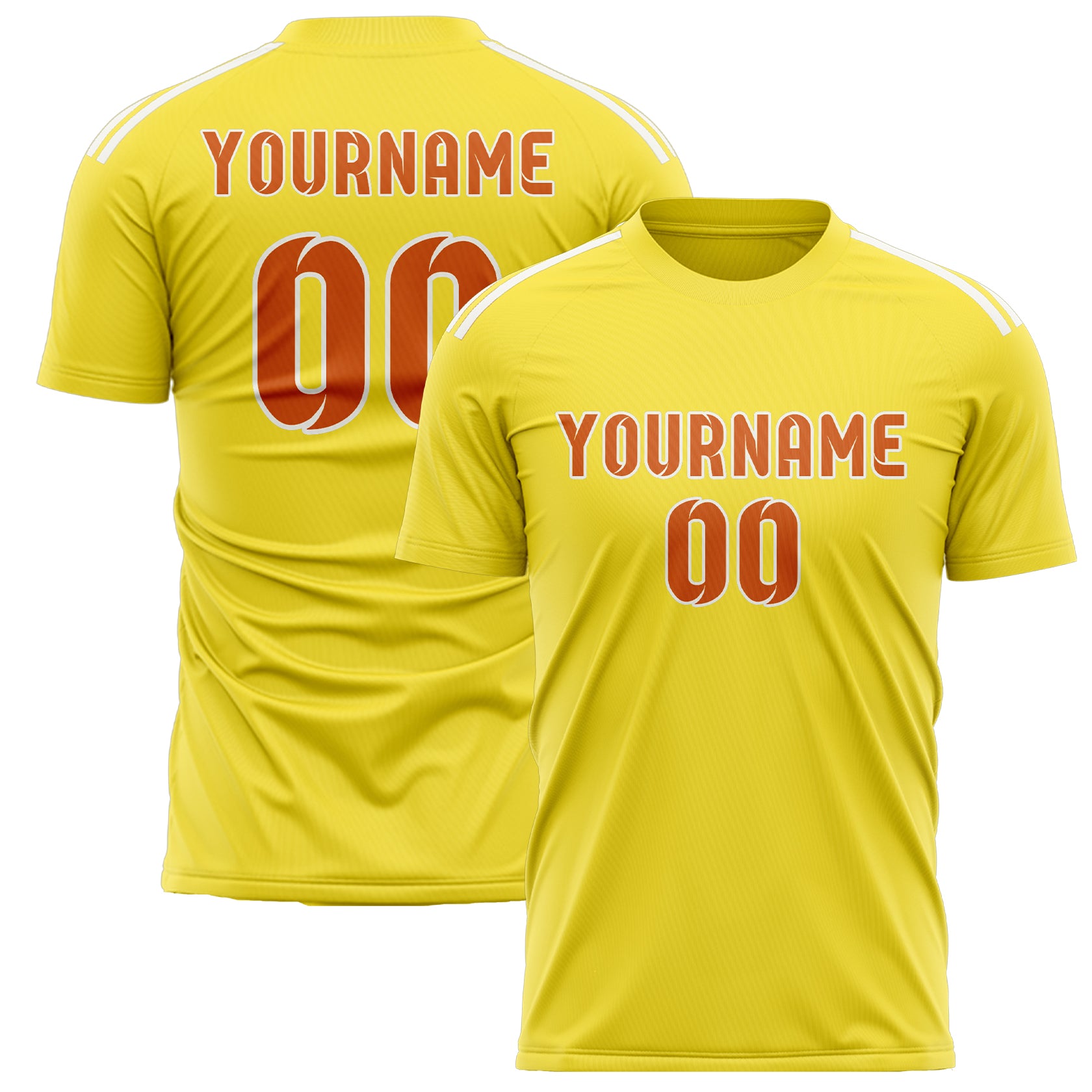 Custom Light Yellow Orange Soccer Jersey