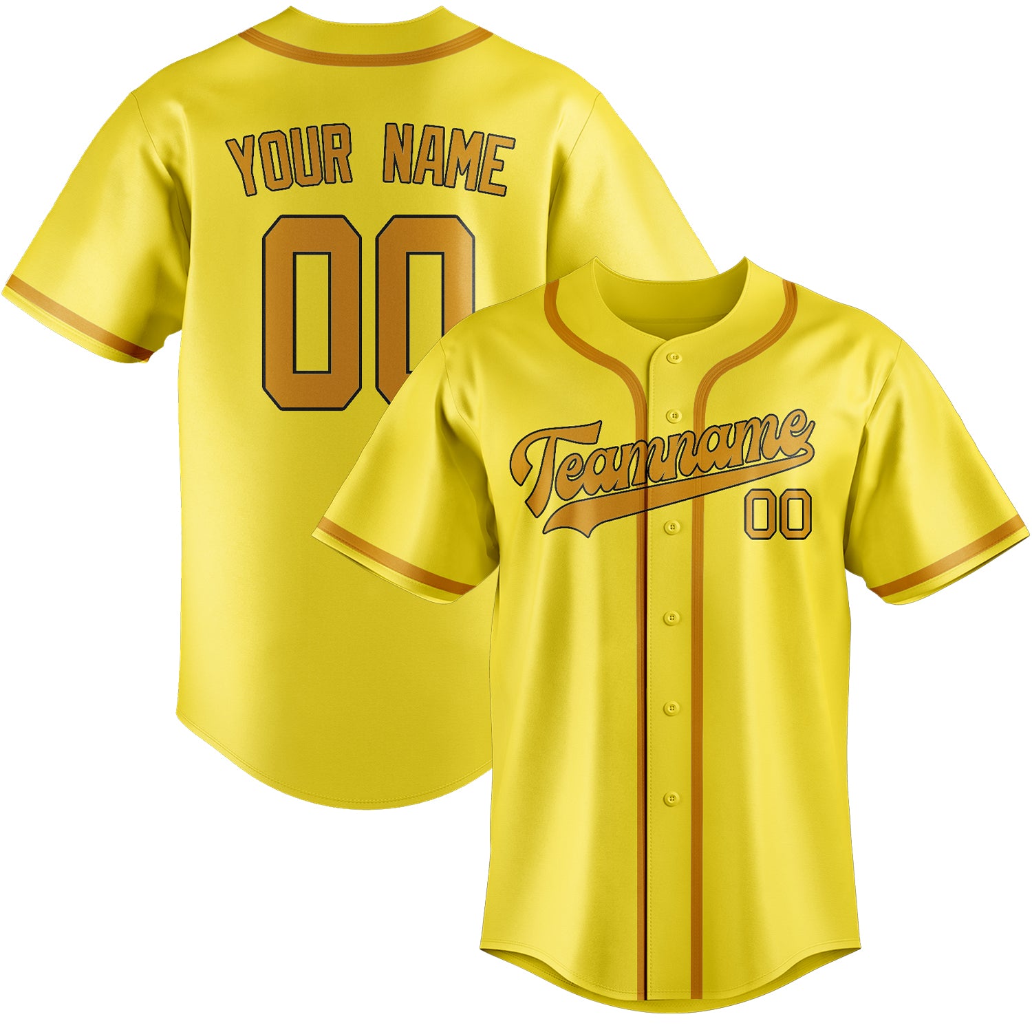 Custom Light Yellow Yellow Baseball Jersey