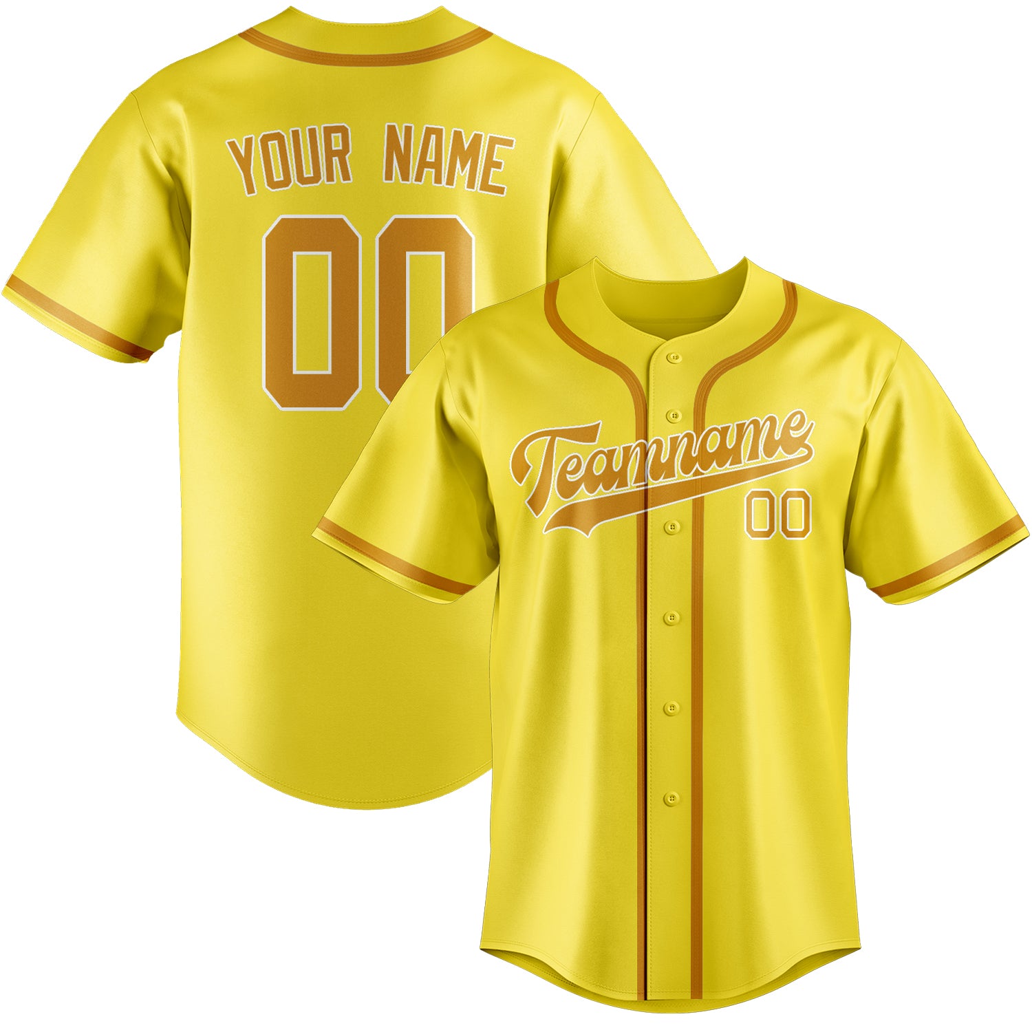 Custom Light Yellow Yellow Baseball Jersey