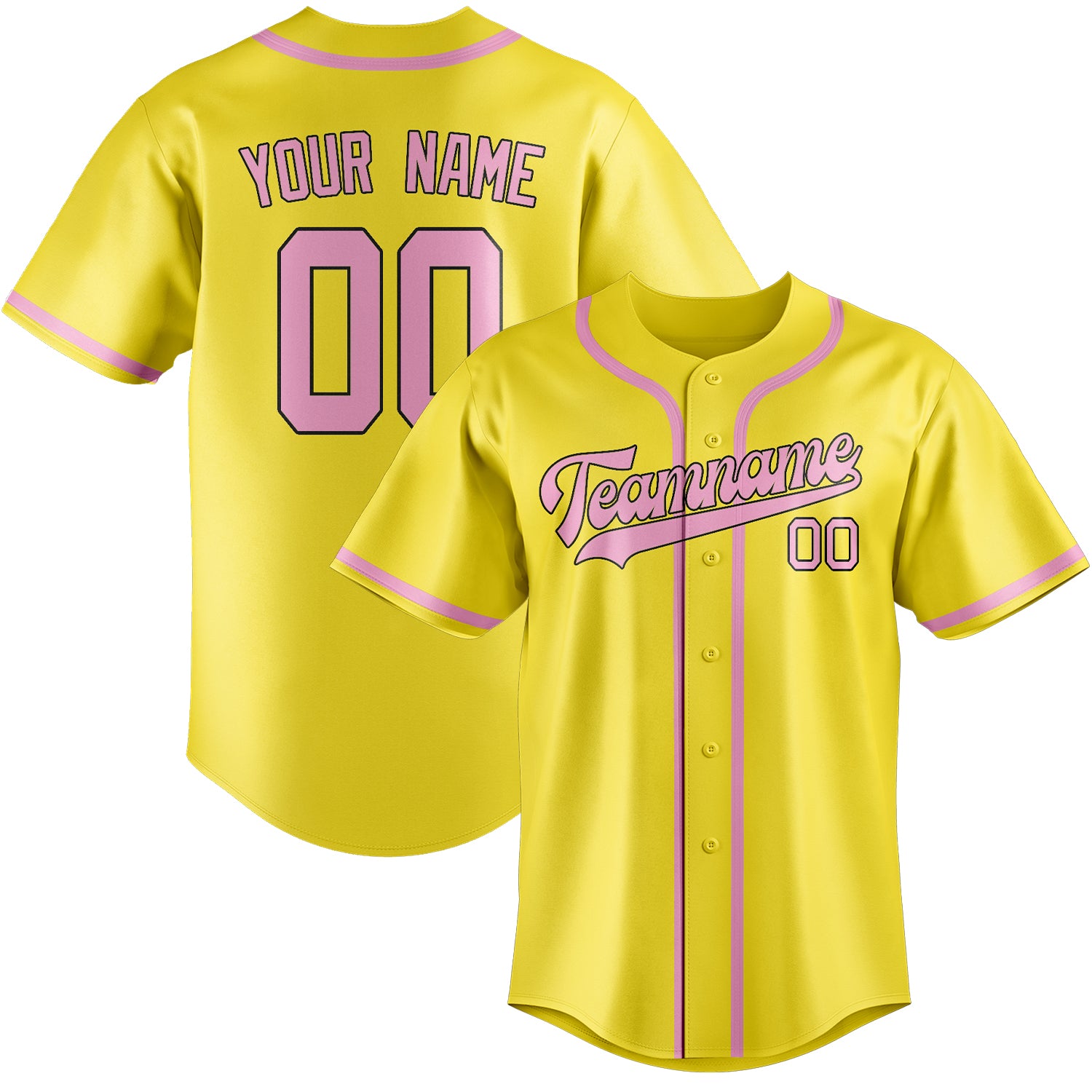 Custom Light Yellow Light Pink Baseball Jersey