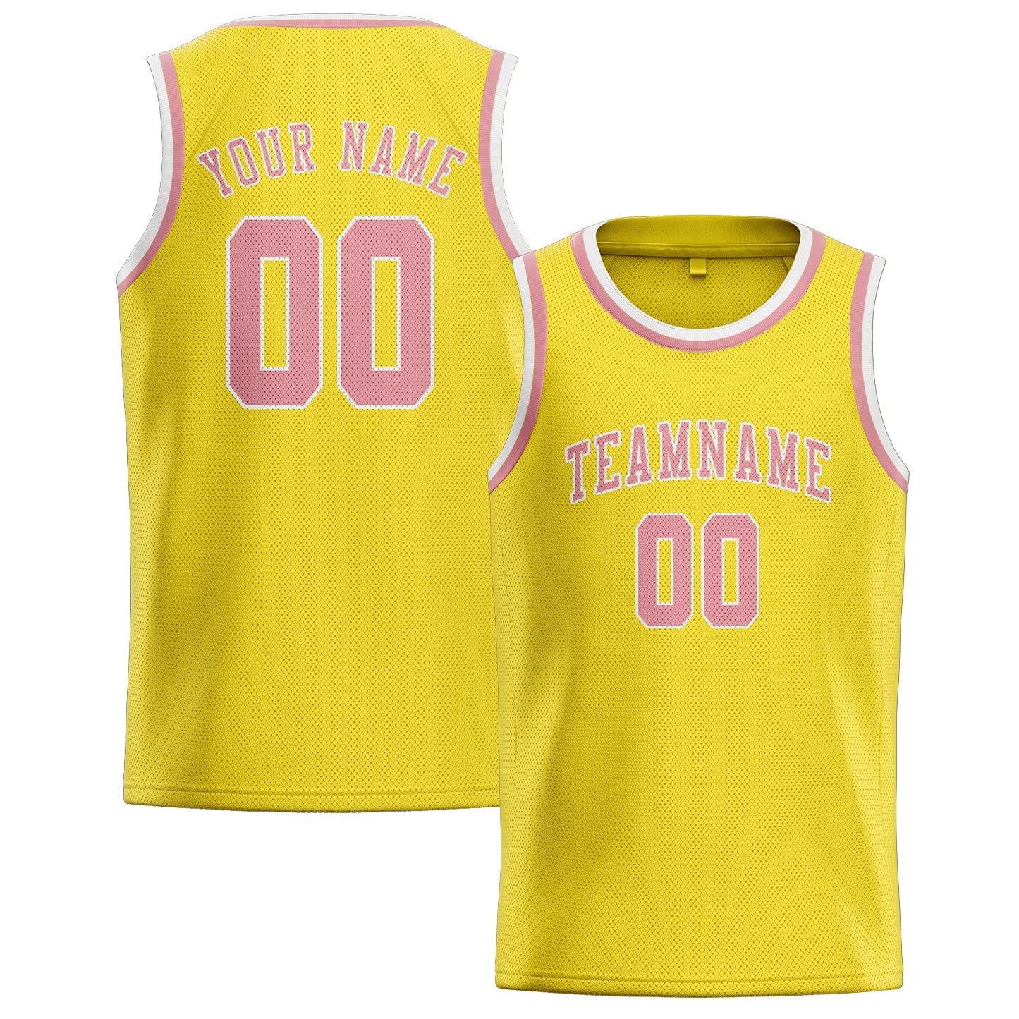 Custom Light Yellow Light Pink Basketball Jersey