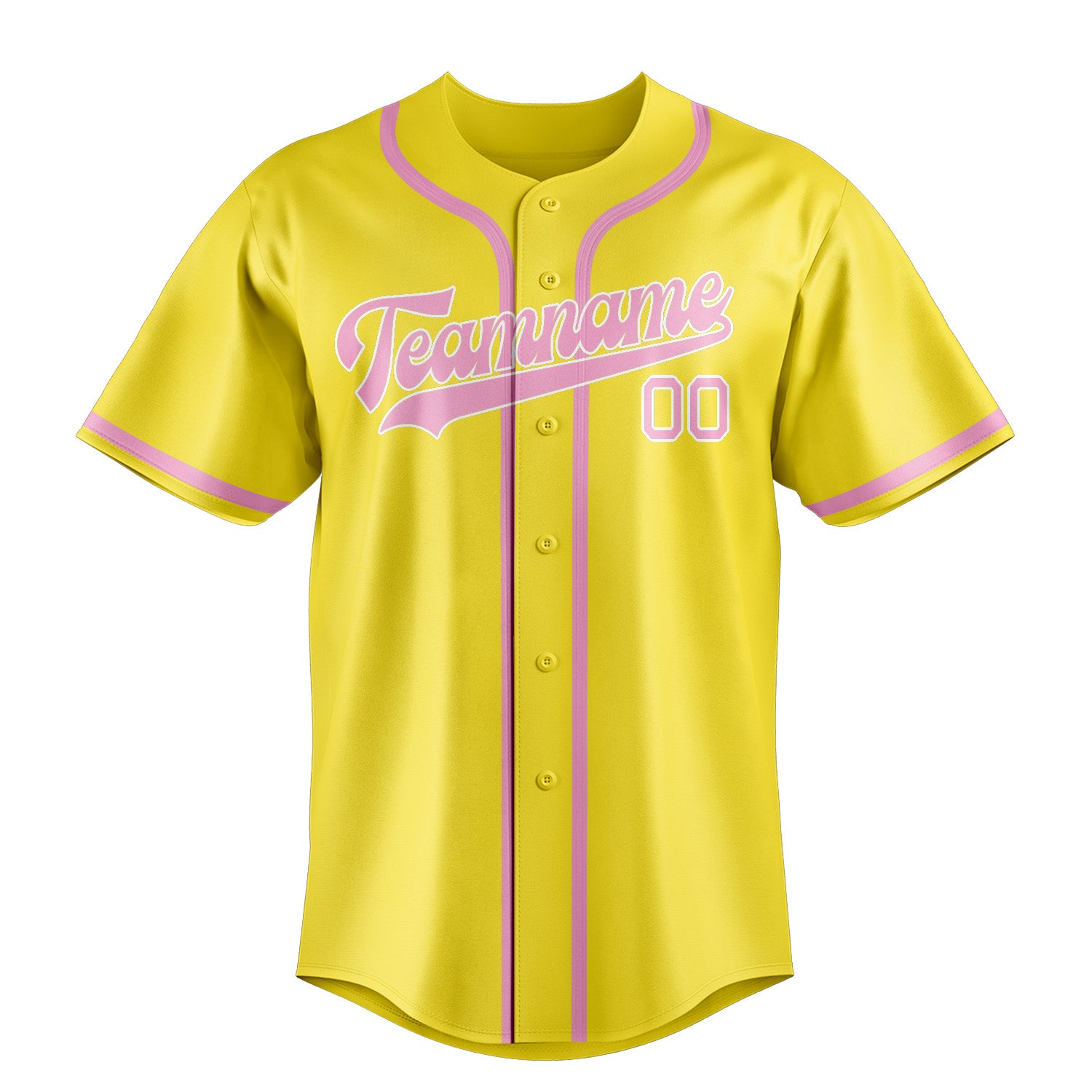 Custom Light Yellow Light Pink Baseball Jersey