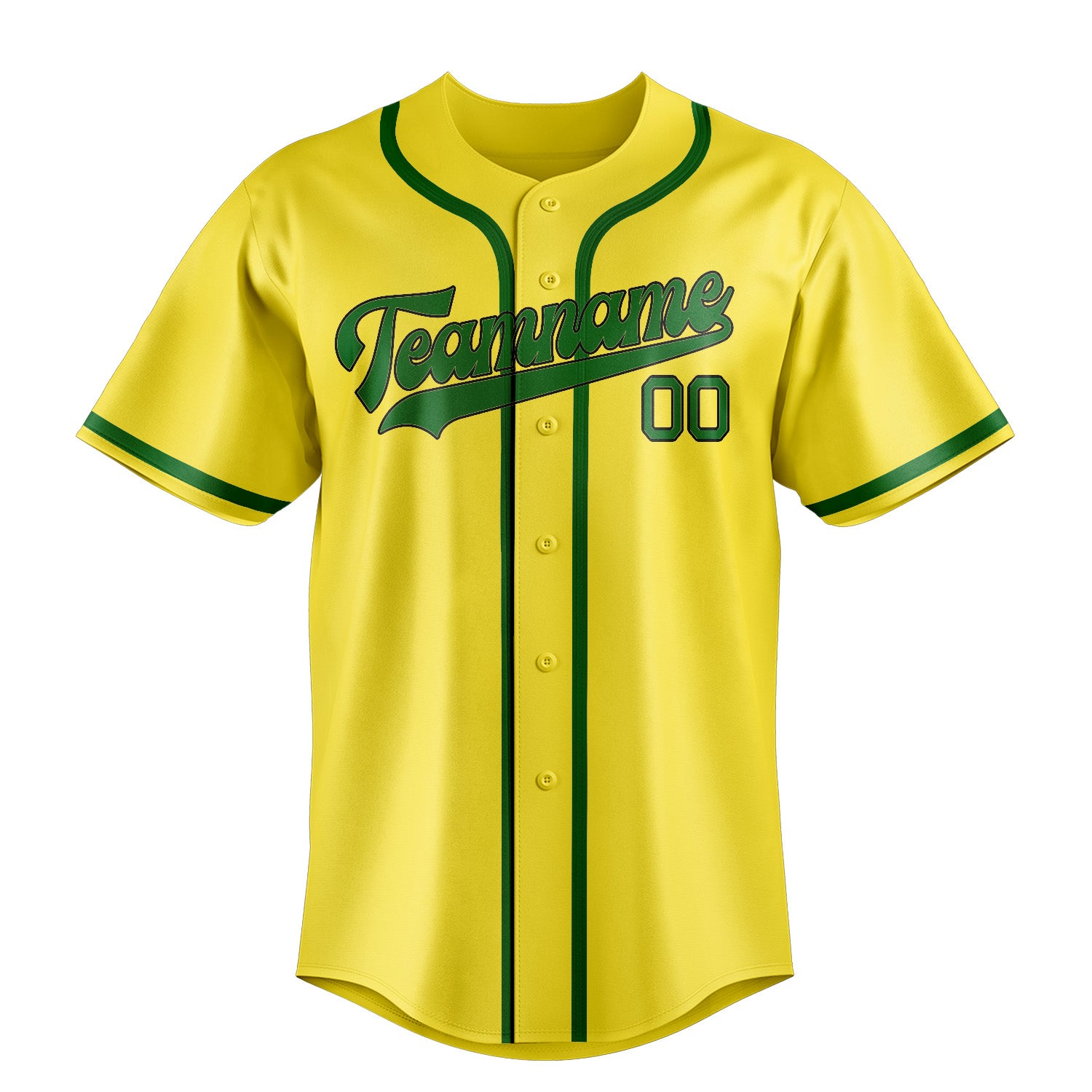 Custom Light Yellow Emerald Green Baseball Jersey
