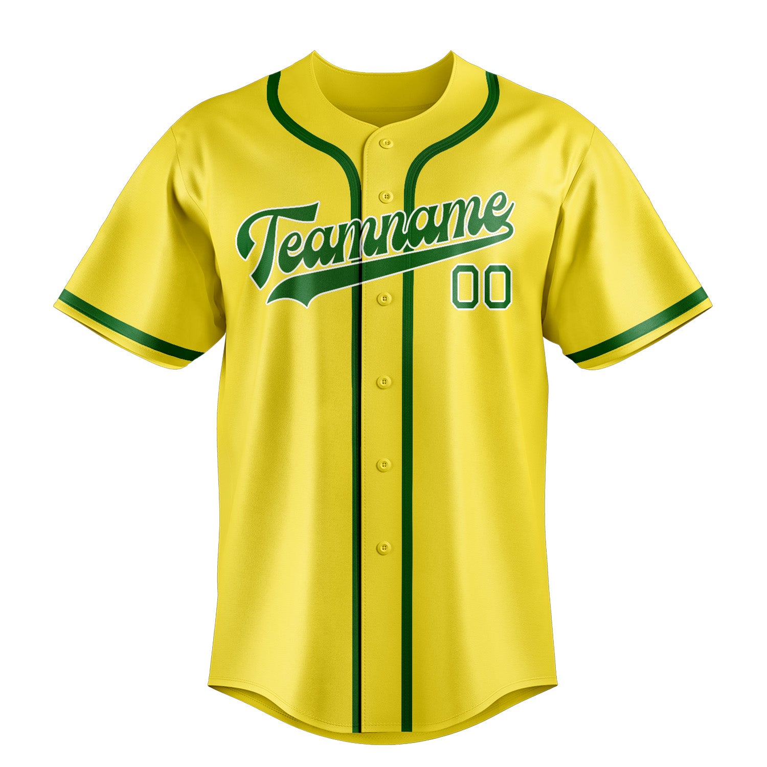 Custom Light Yellow Emerald Green Baseball Jersey