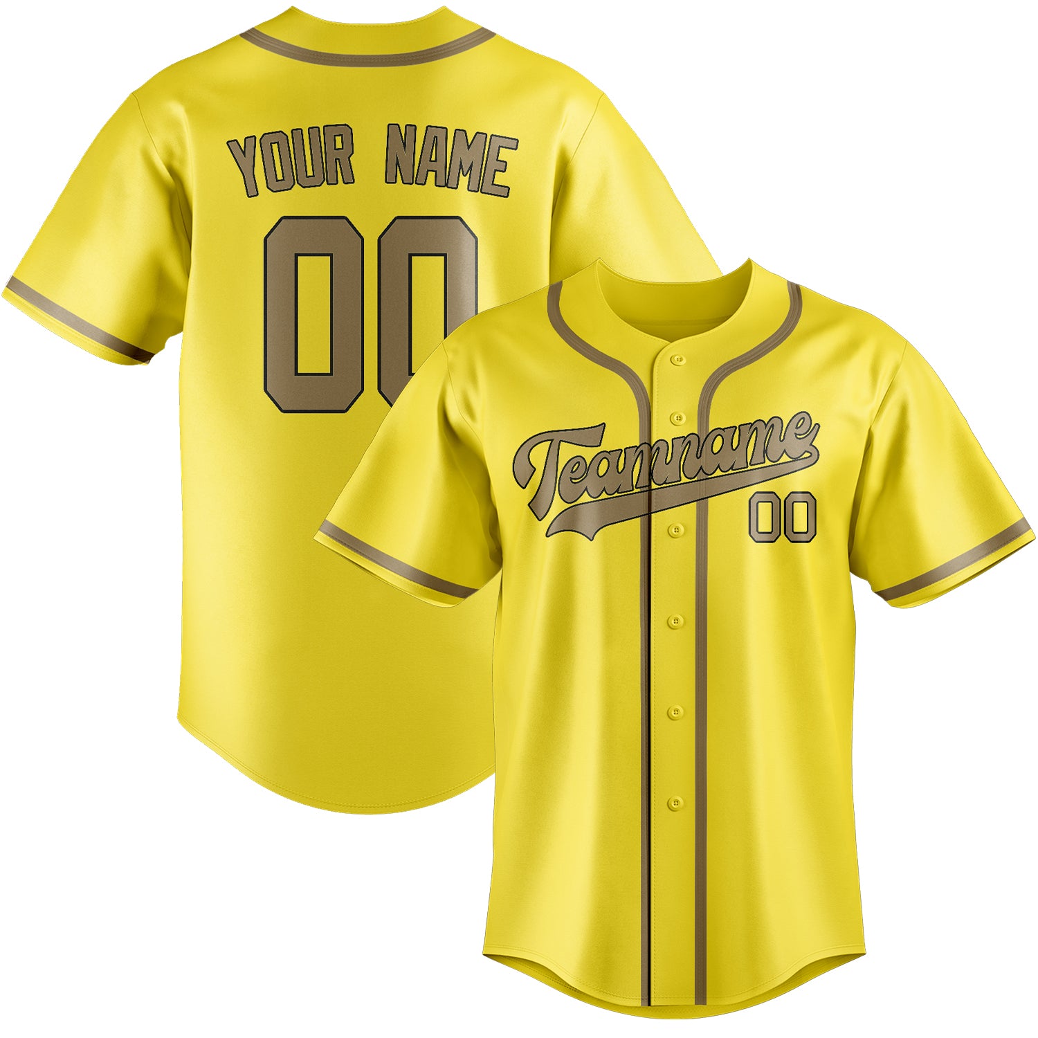 Custom Light Yellow Light Khaki Baseball Jersey