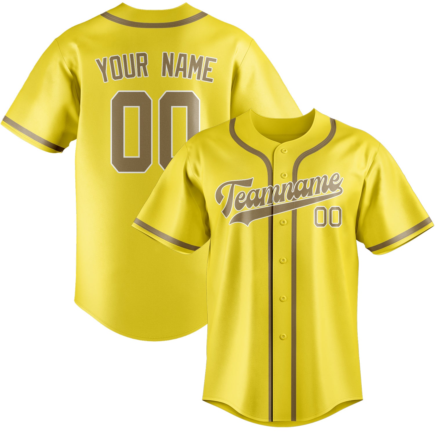Custom Light Yellow Light Khaki Baseball Jersey