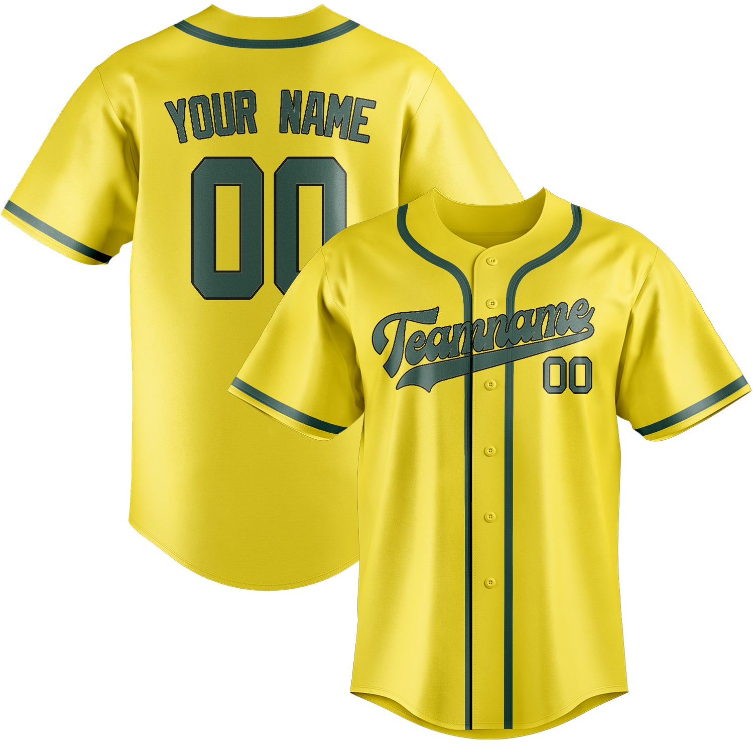 Custom Light Yellow Blue Green Baseball Jersey