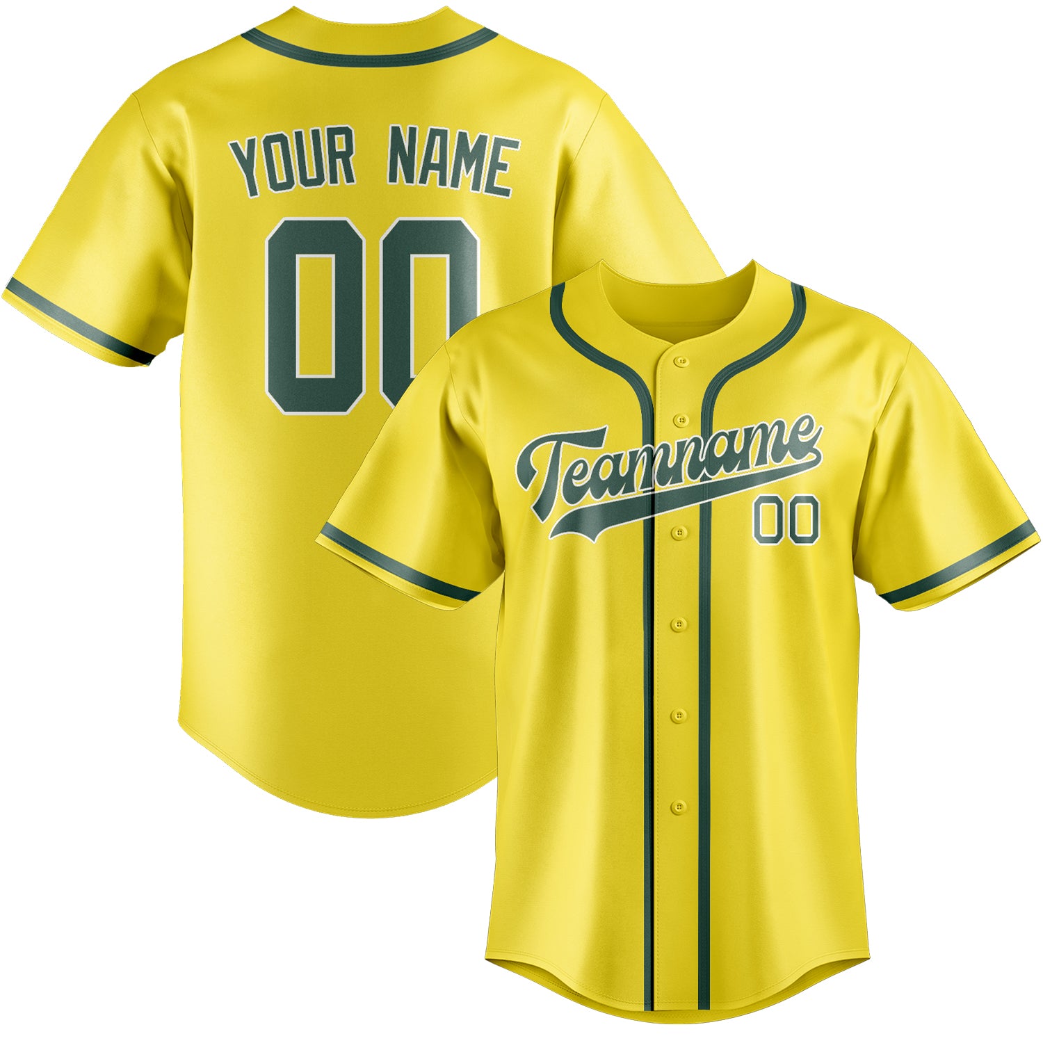 Custom Light Yellow Blue Green Baseball Jersey