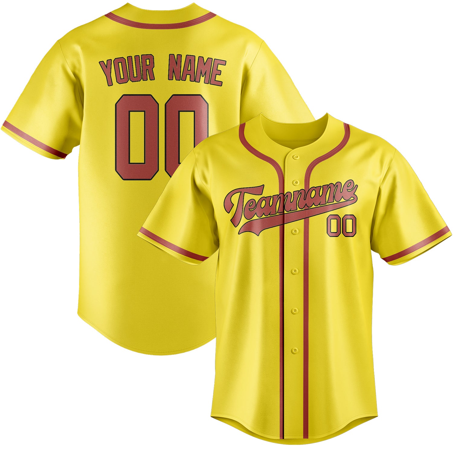 Custom Light Yellow Copper Rose Baseball Jersey