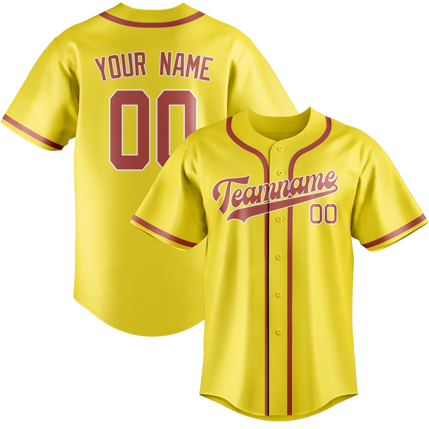 Custom Light Yellow Copper Rose Baseball Jersey