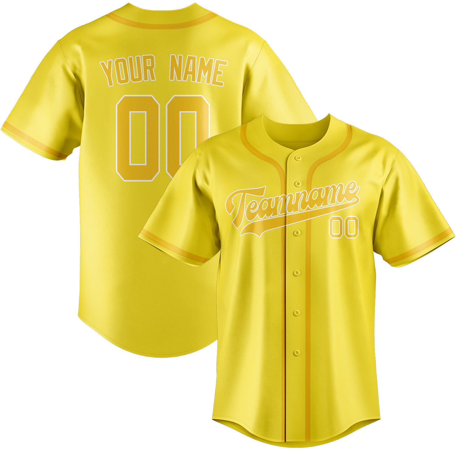 Custom Light Yellow Gold Baseball Jersey
