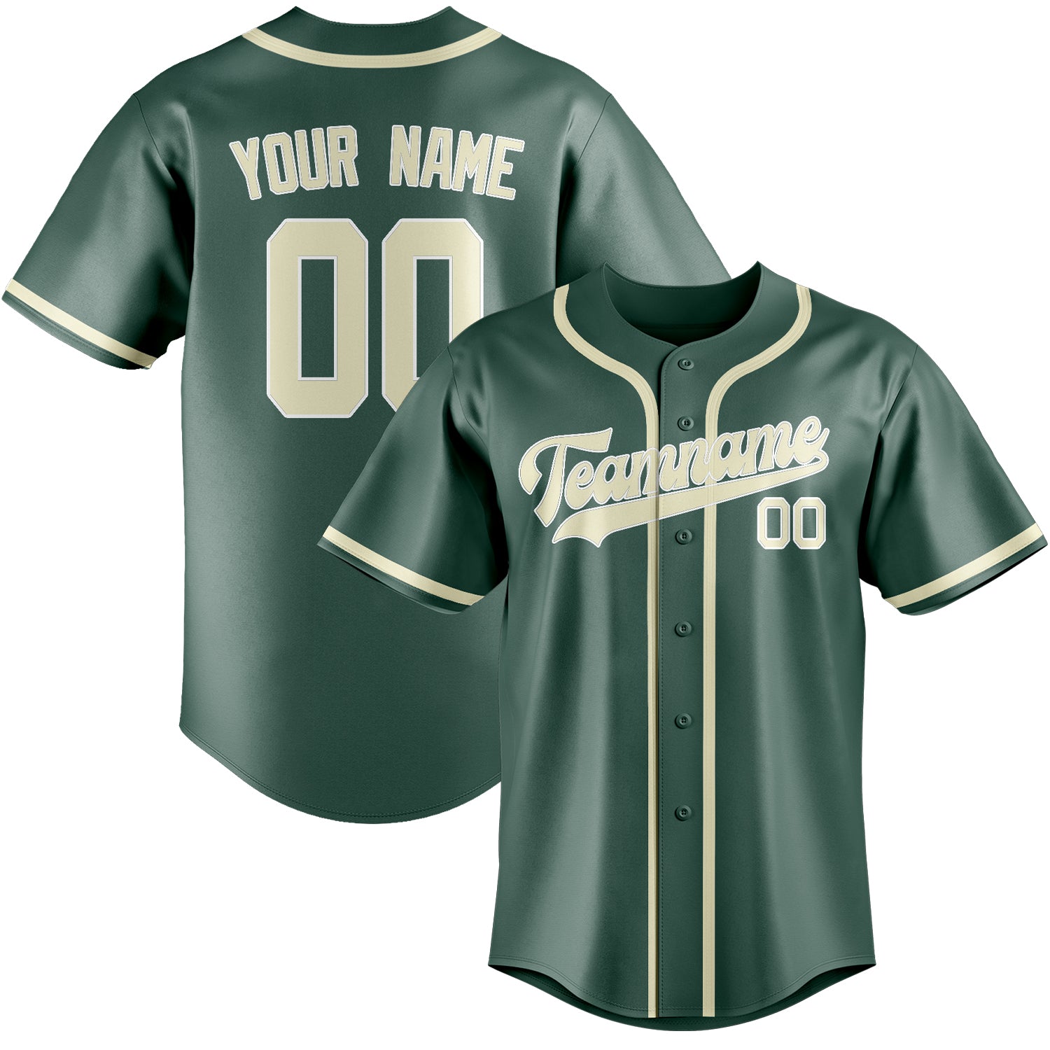 Custom Blue Green Cream Baseball Jersey