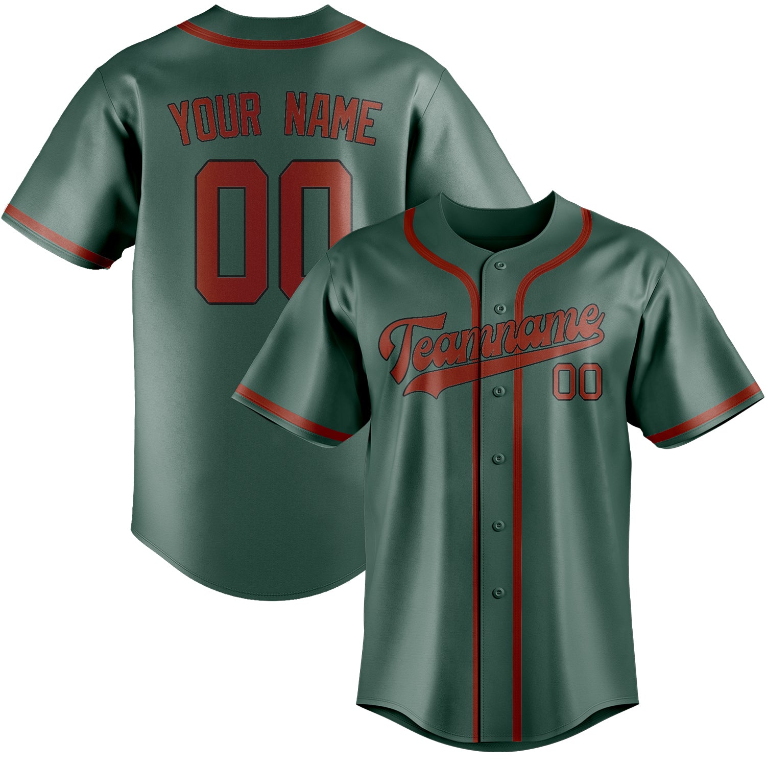 Custom Blue Green Coral Red Baseball Jersey