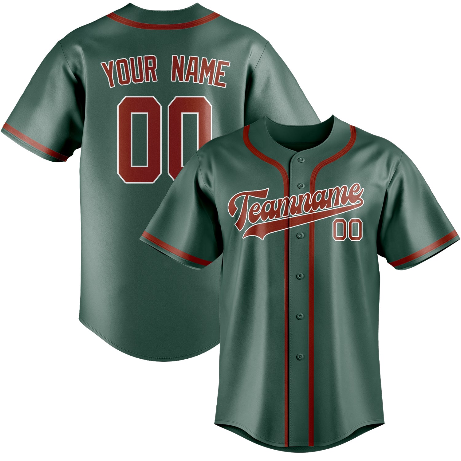 Custom Blue Green Coral Red Baseball Jersey