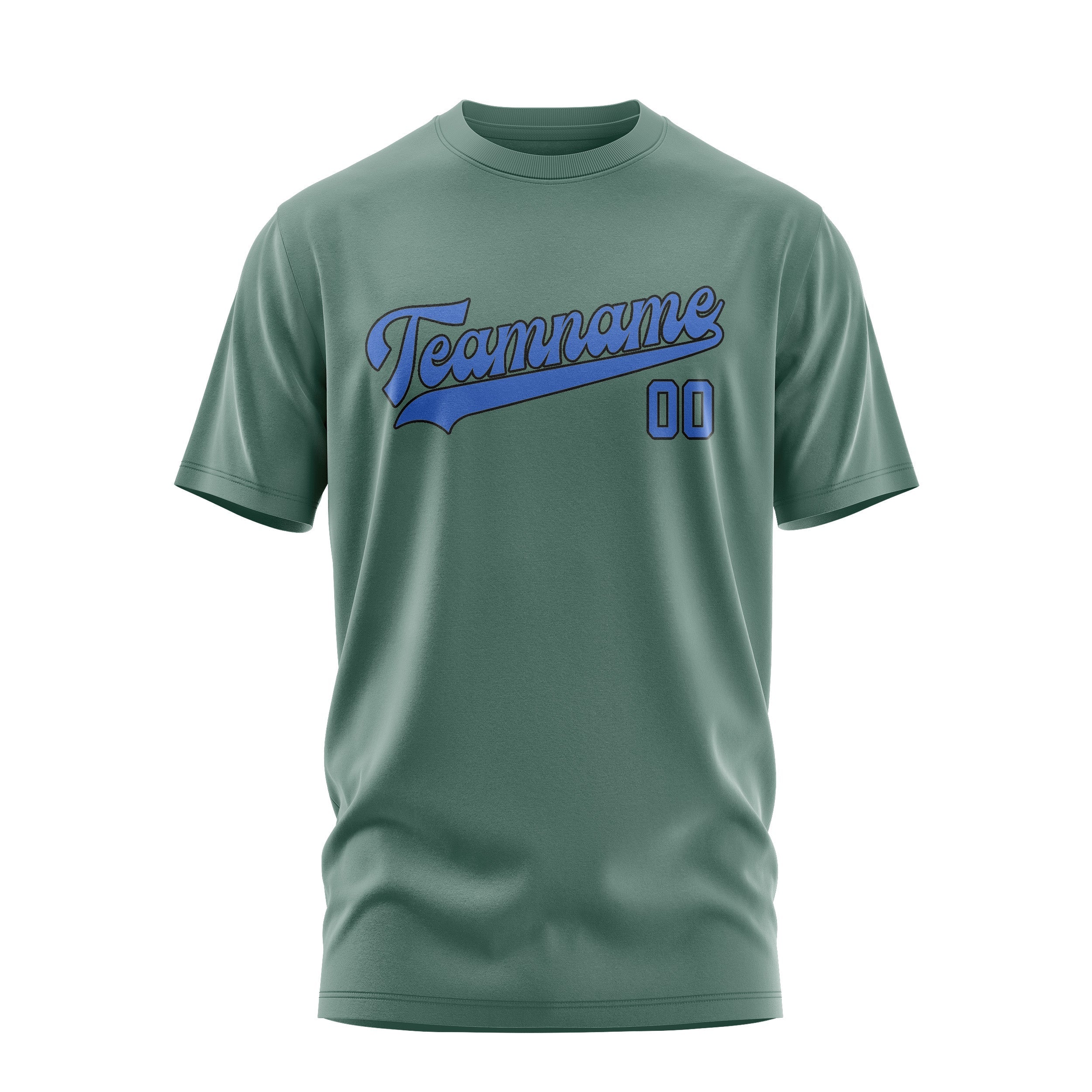 Custom Blue Green Sky Blue T-Shirt