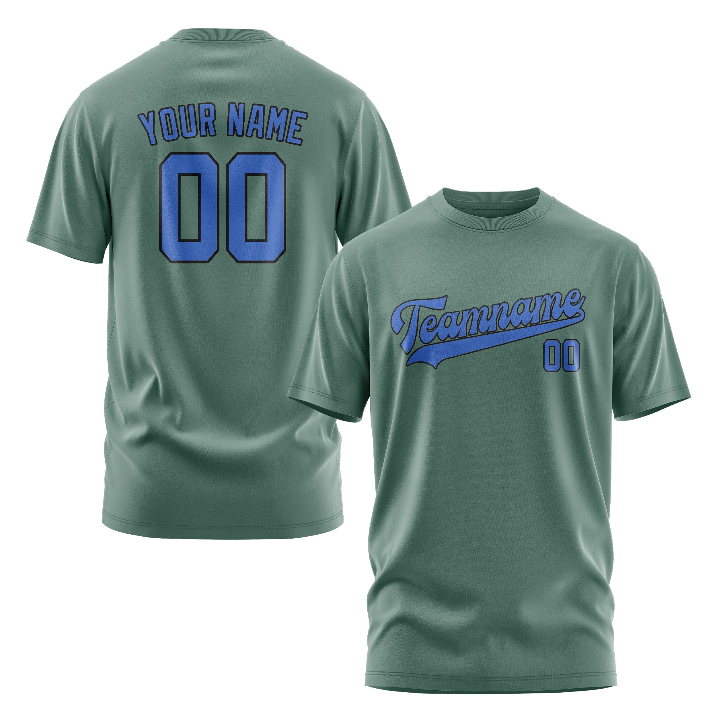 Custom Blue Green Sky Blue T-Shirt