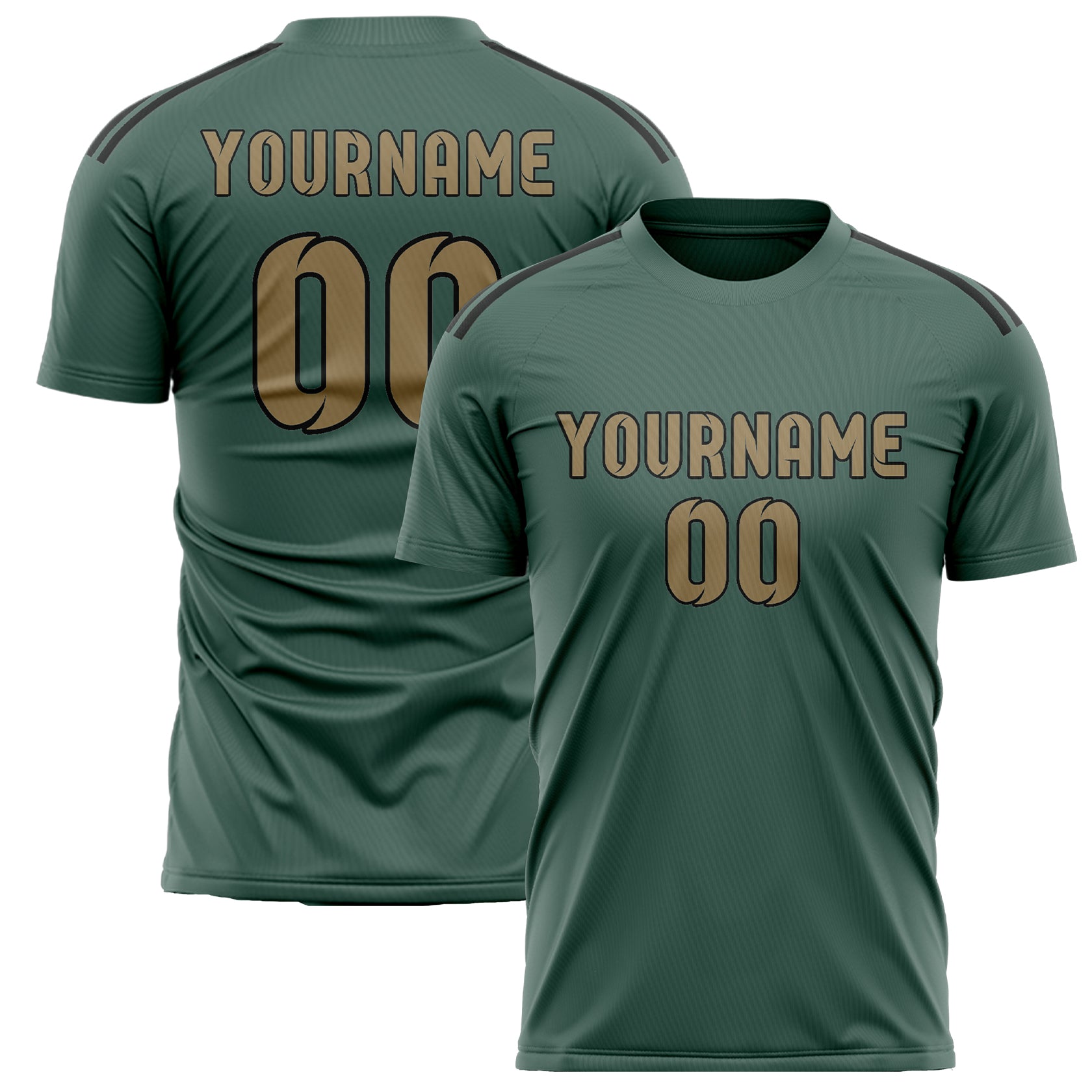 Custom Blue Green Light Khaki Soccer Jersey