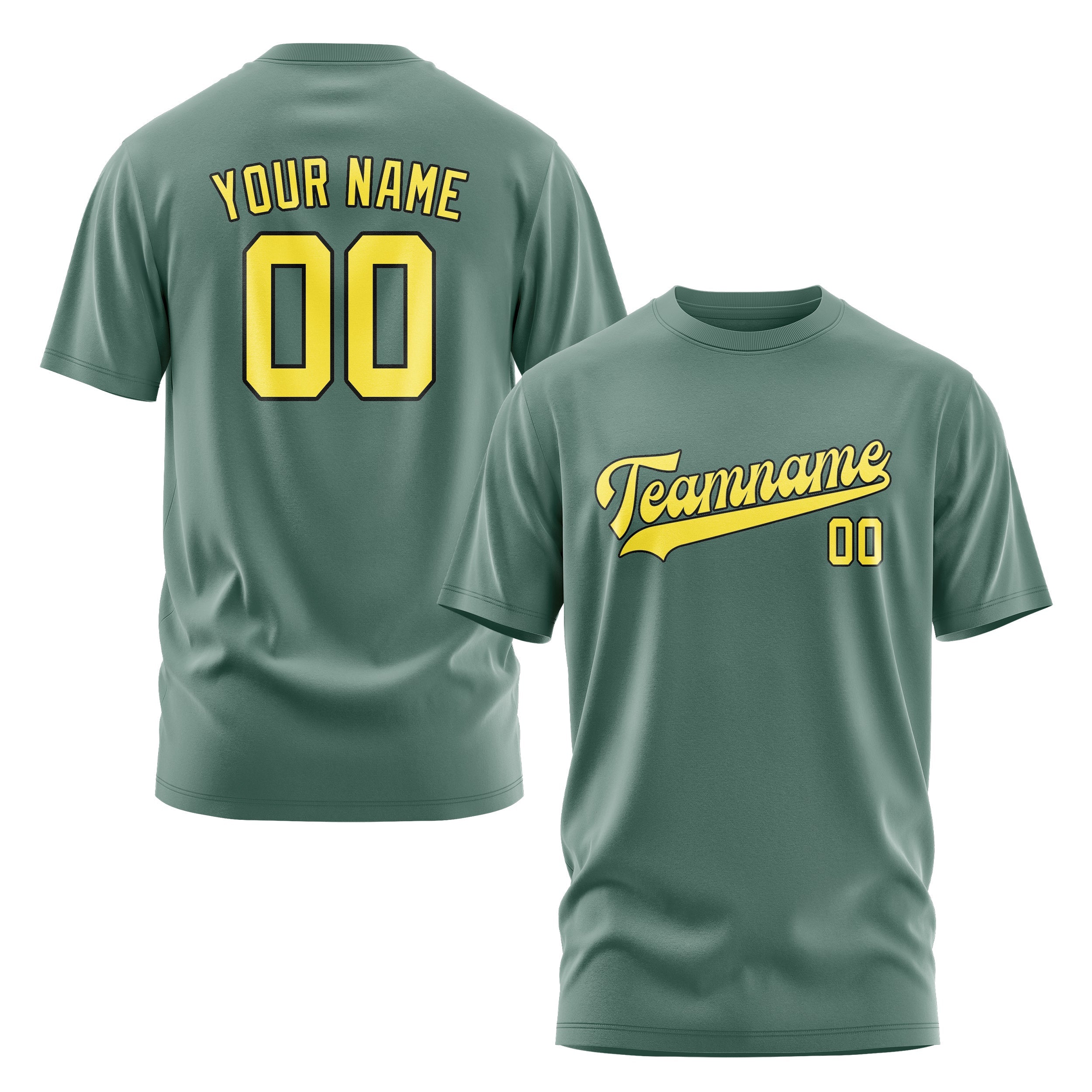 Custom Blue Green Light Yellow T-Shirt