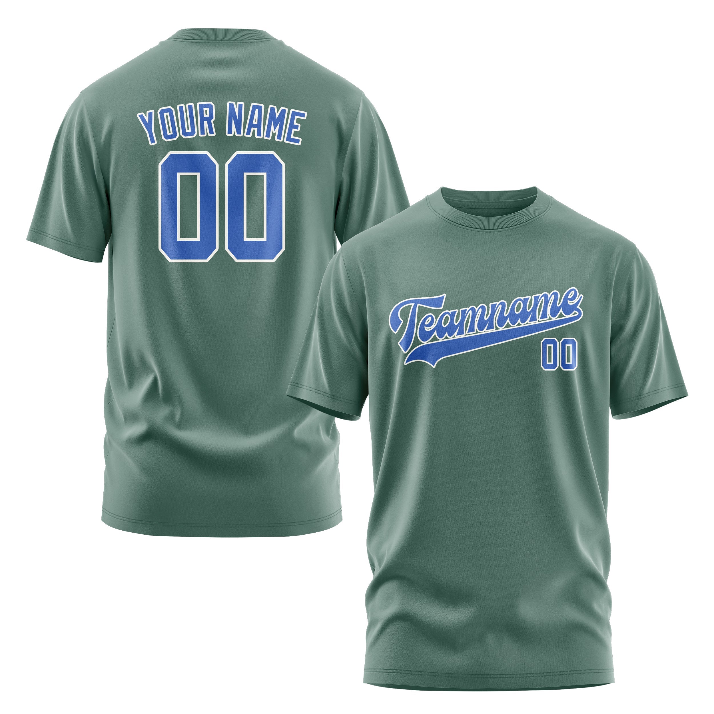 Custom Blue Green Sky Blue T-Shirt
