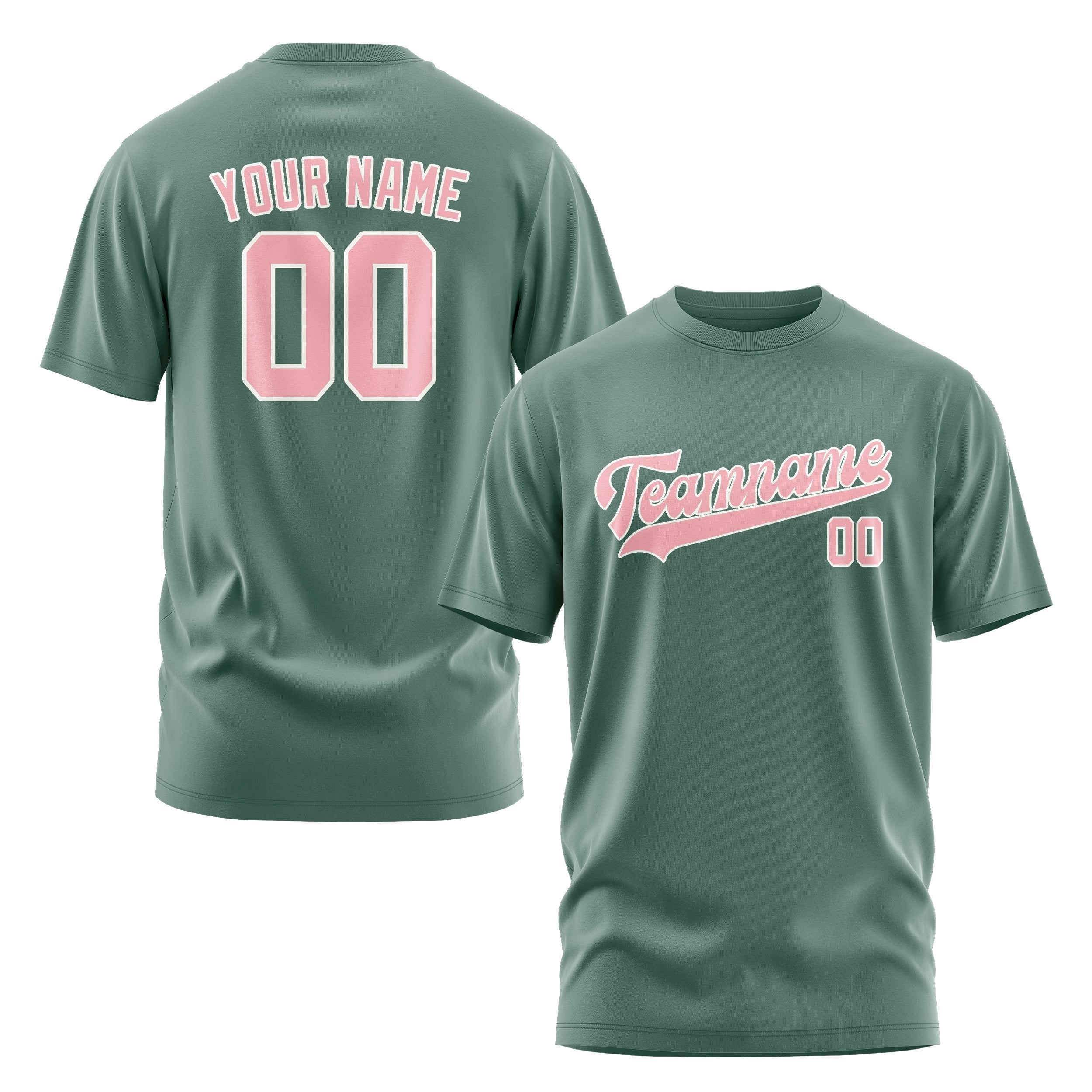 Custom Blue Green Light Pink T-Shirt