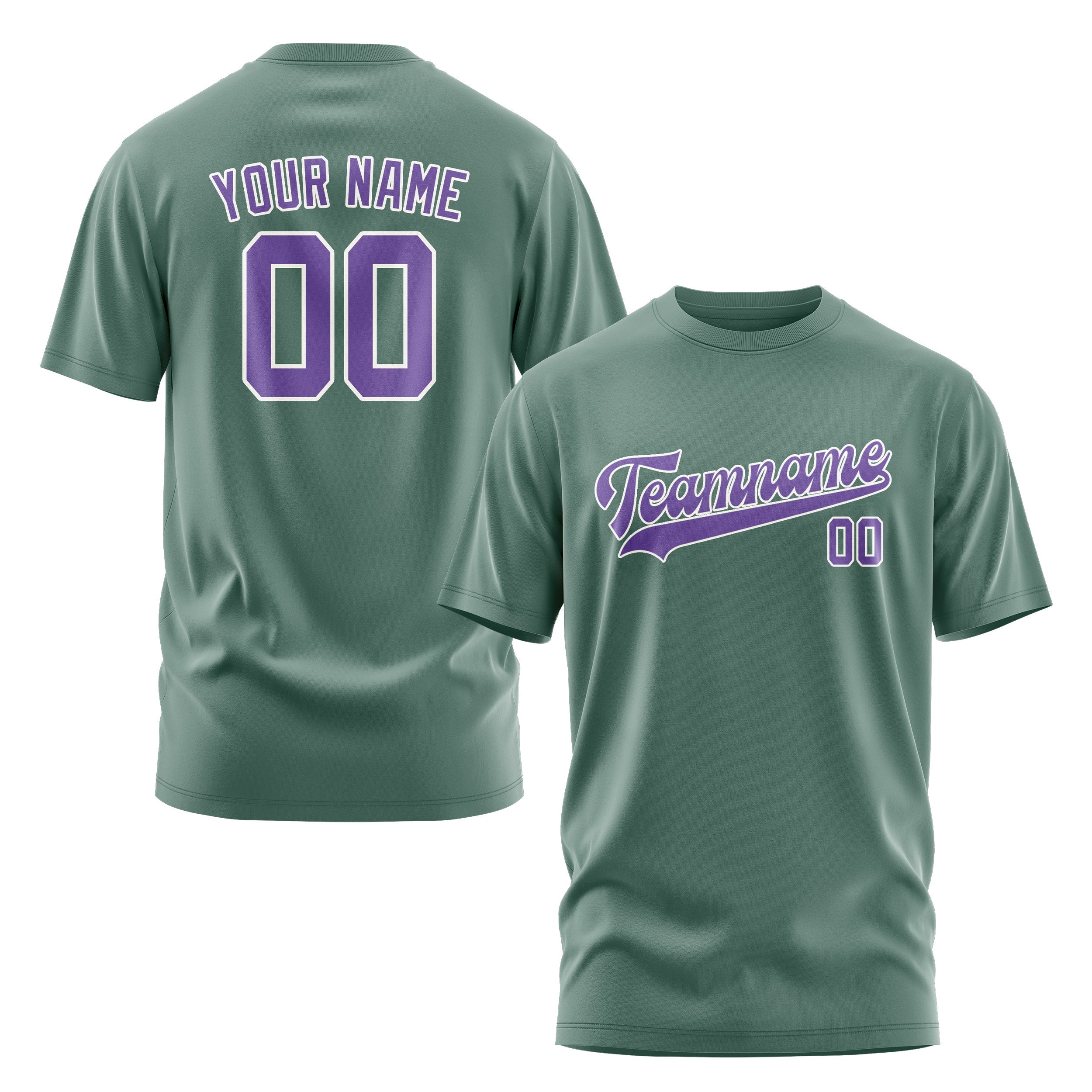 Custom Blue Green Light Purple T-Shirt