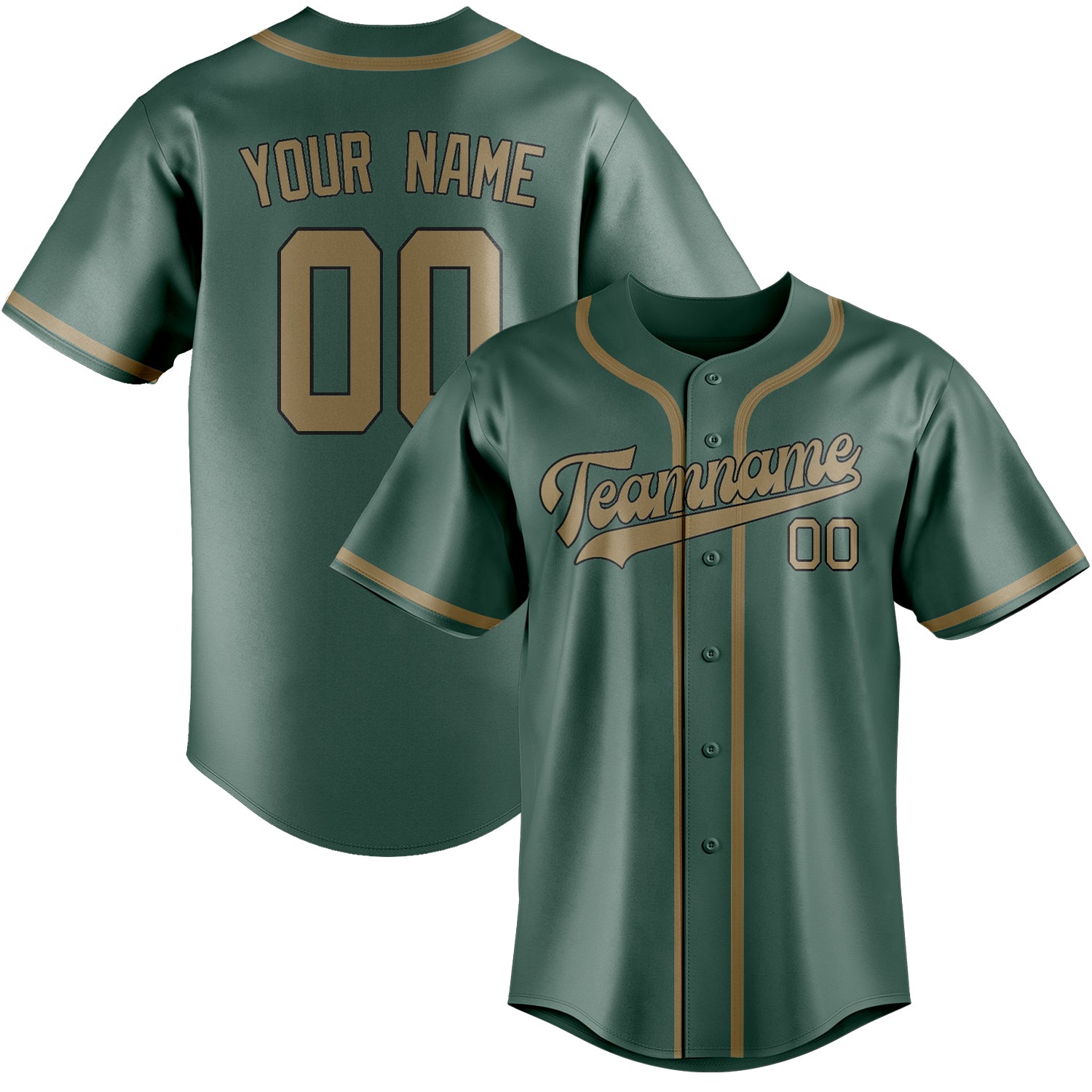 Custom Blue Green Light Khaki Baseball Jersey