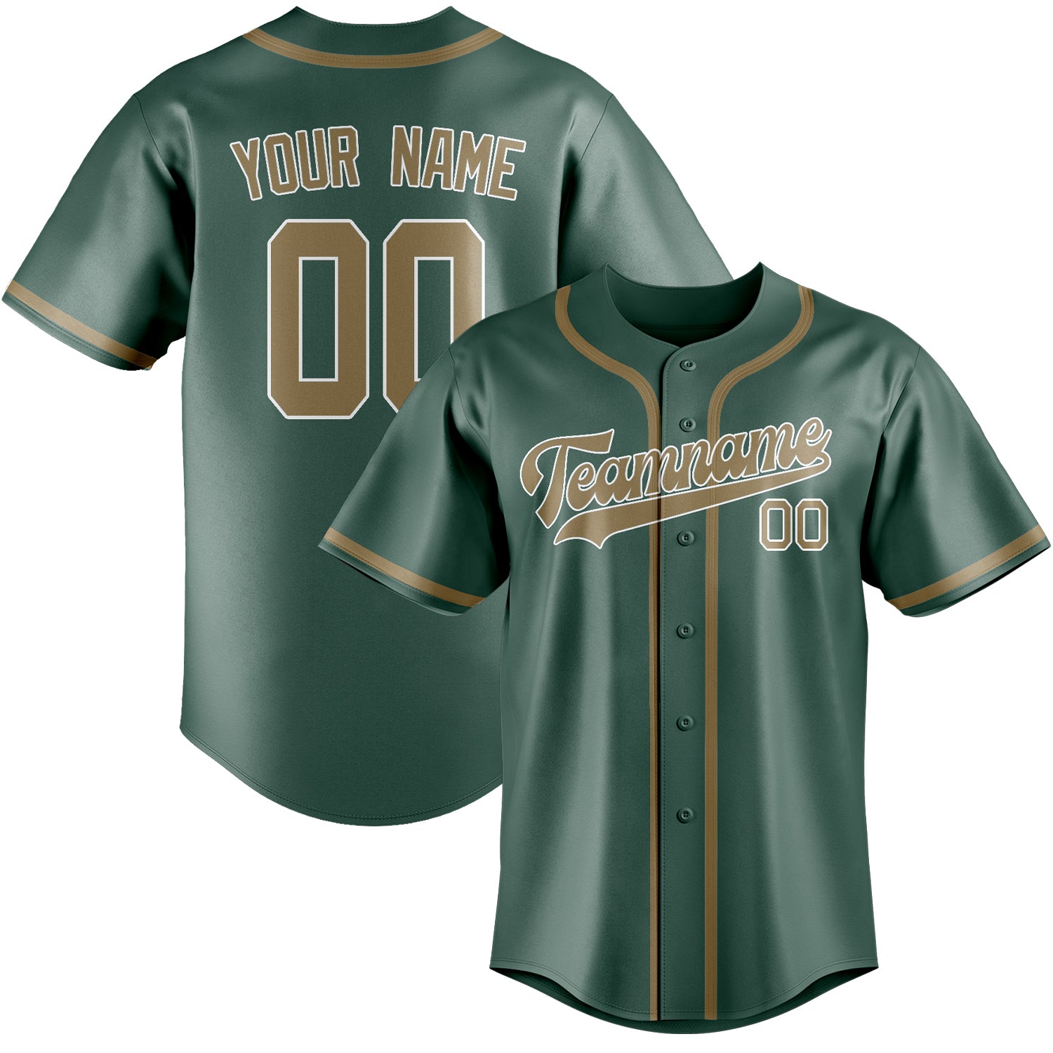 Custom Blue Green Light Khaki Baseball Jersey