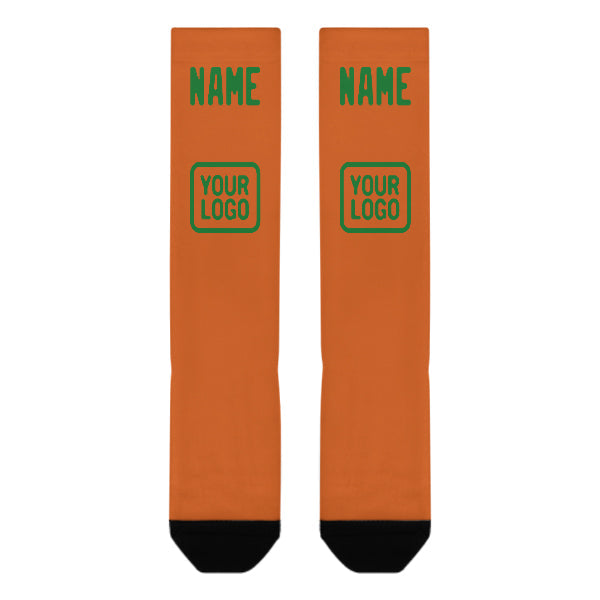Custom Orange Emerald Green Knee-High Sock