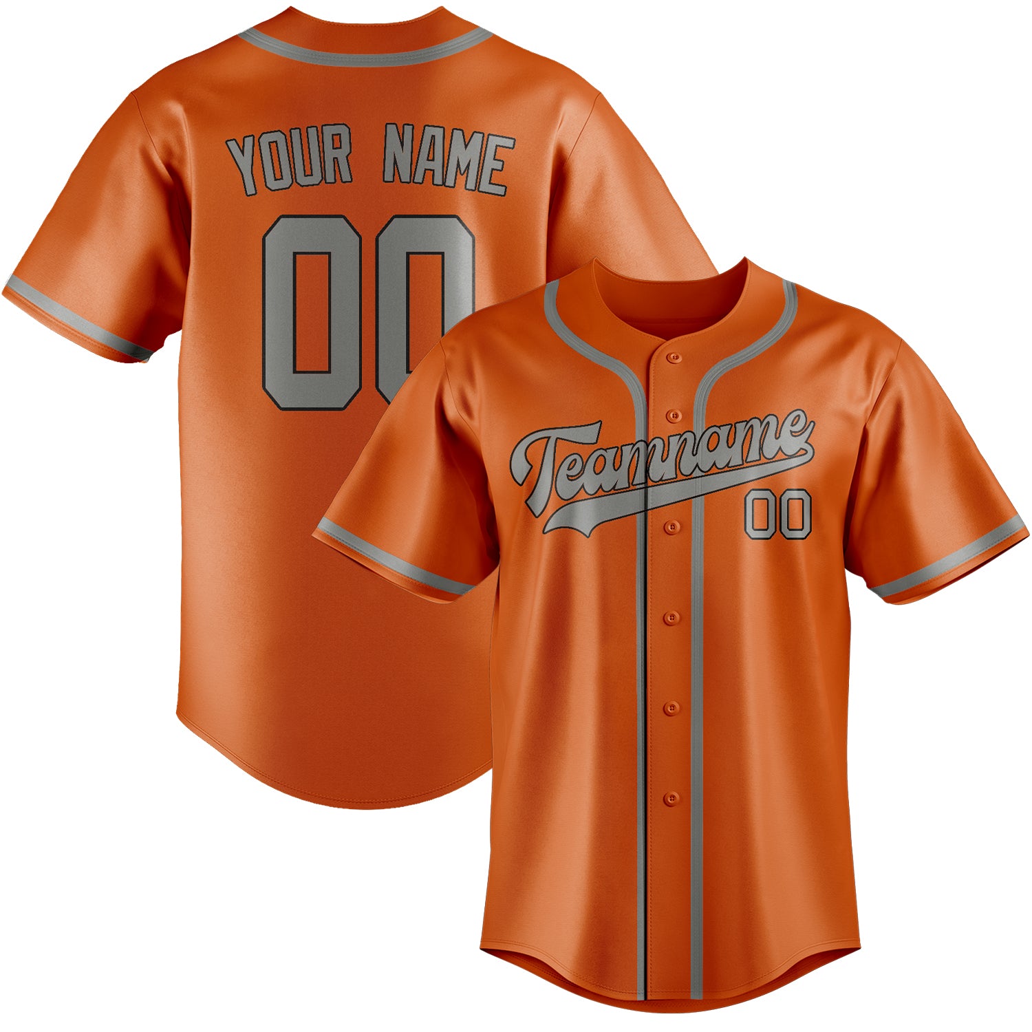 Custom Orange Gray Baseball Jersey