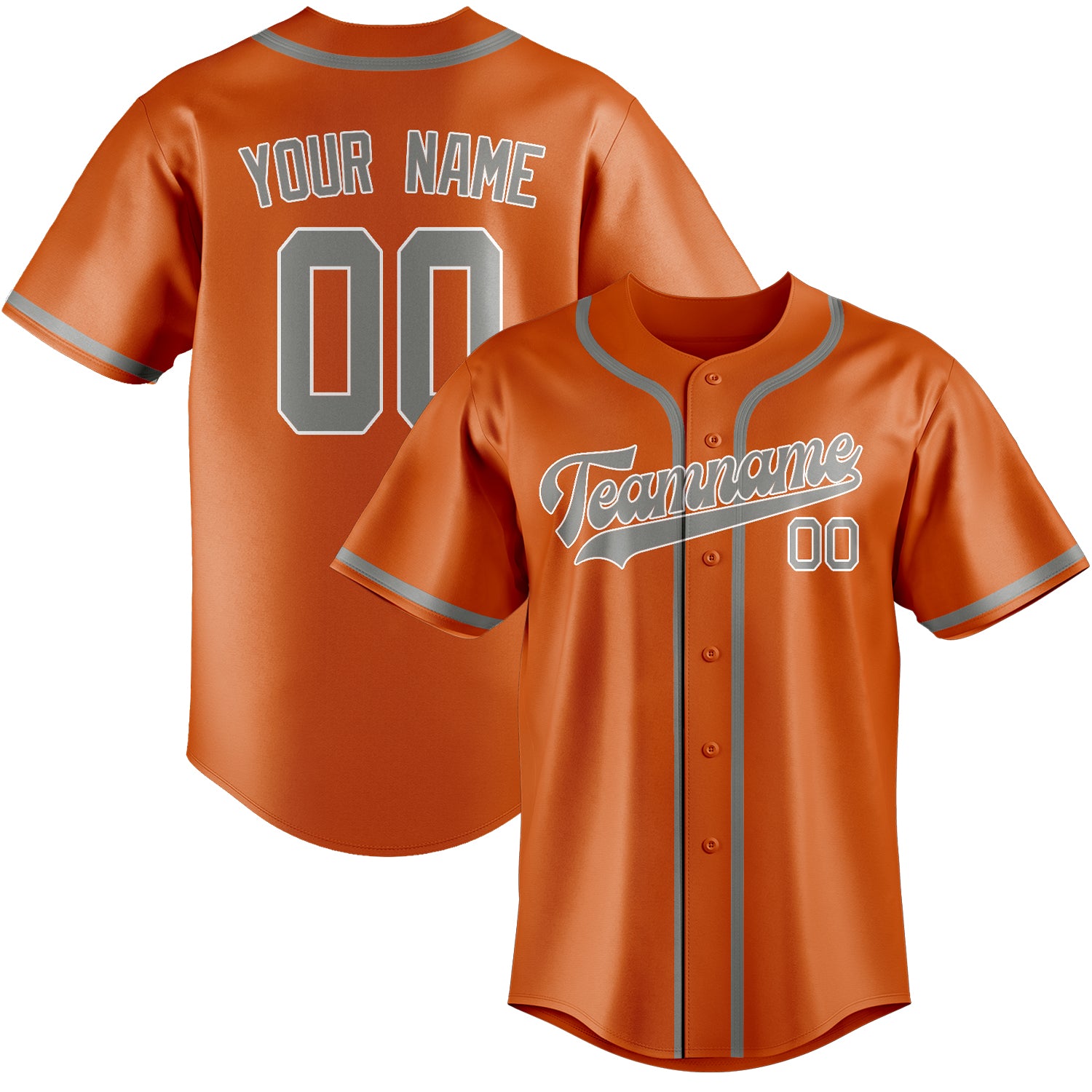 Custom Orange Gray Baseball Jersey