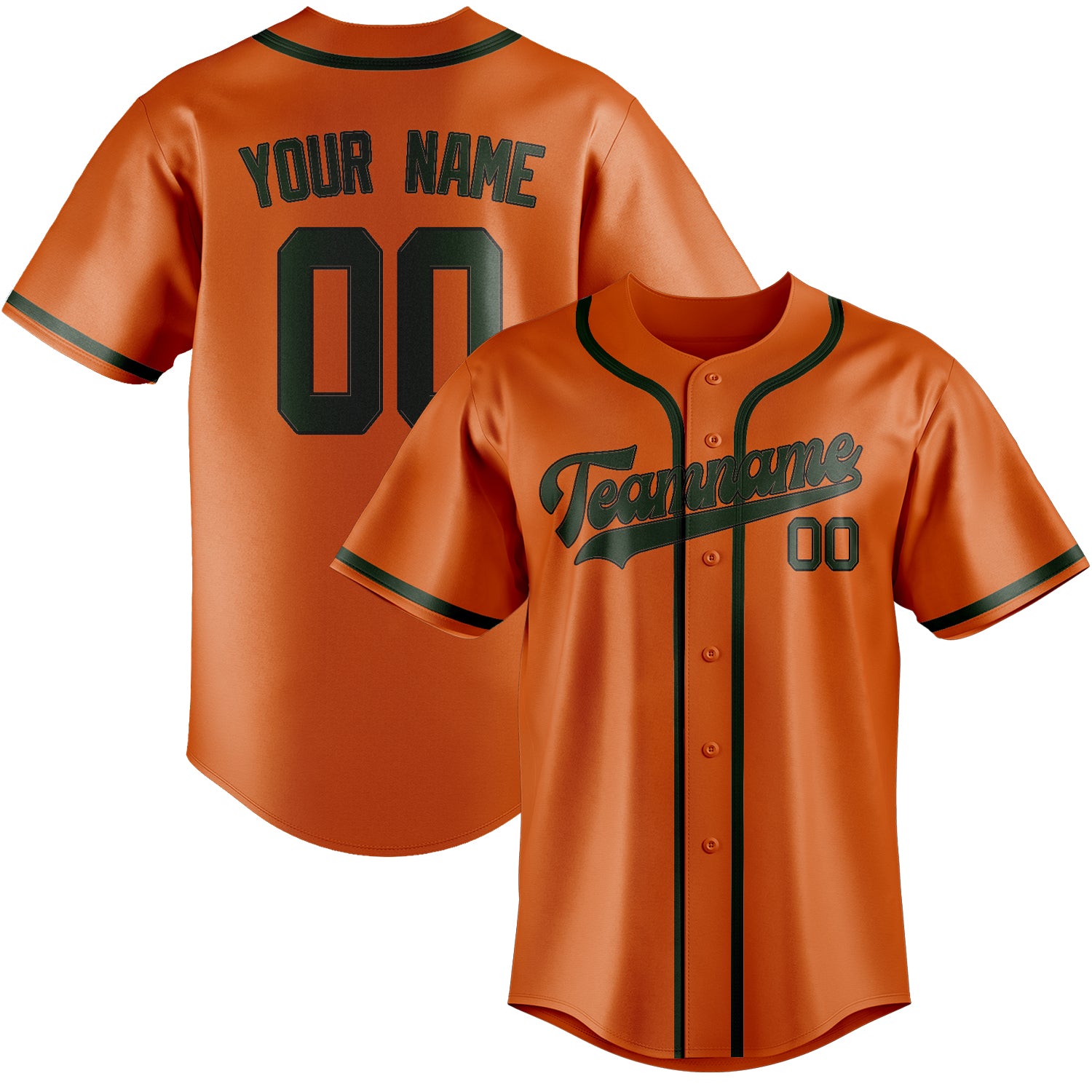 Custom Orange Dark Green Baseball Jersey