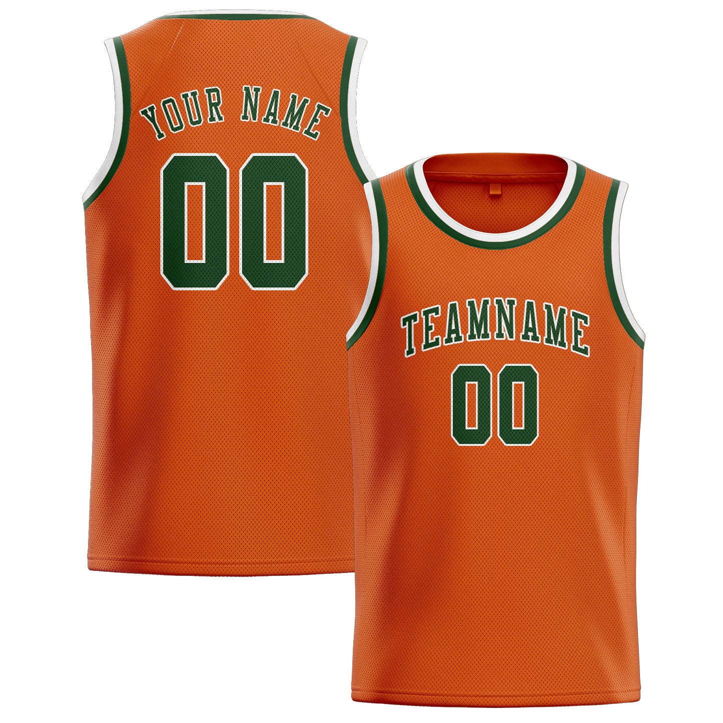 Custom Orange Dark Green Basketball Jersey