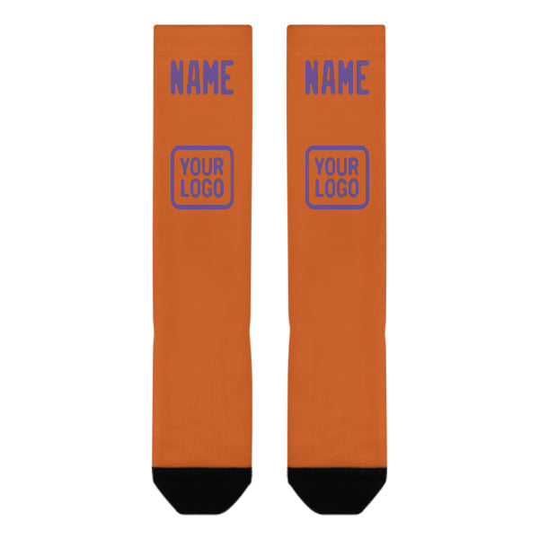 Custom Orange Light Purple Knee-High Sock